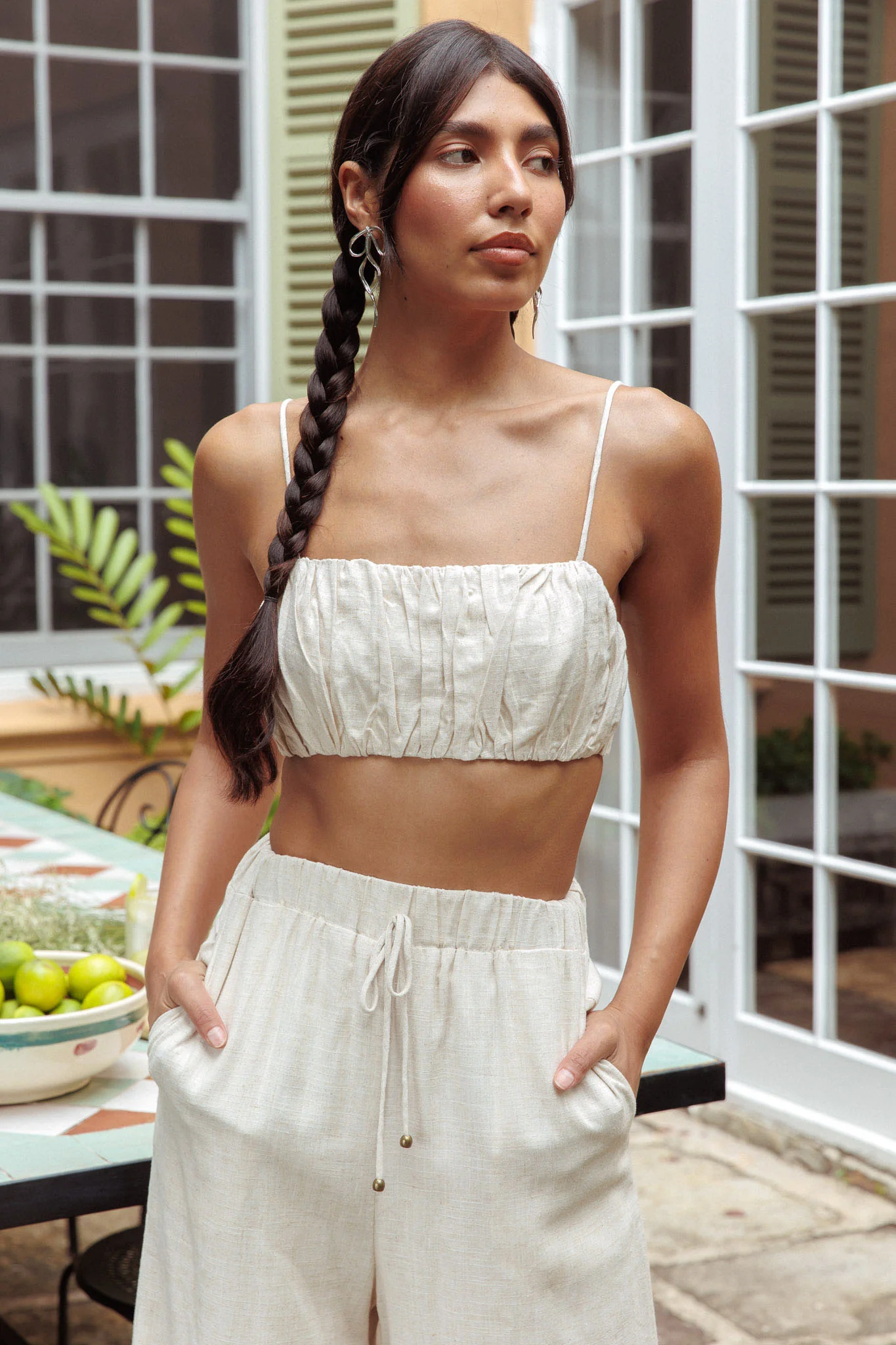 Bondi Gathered Crop Top Oat - Image 5
