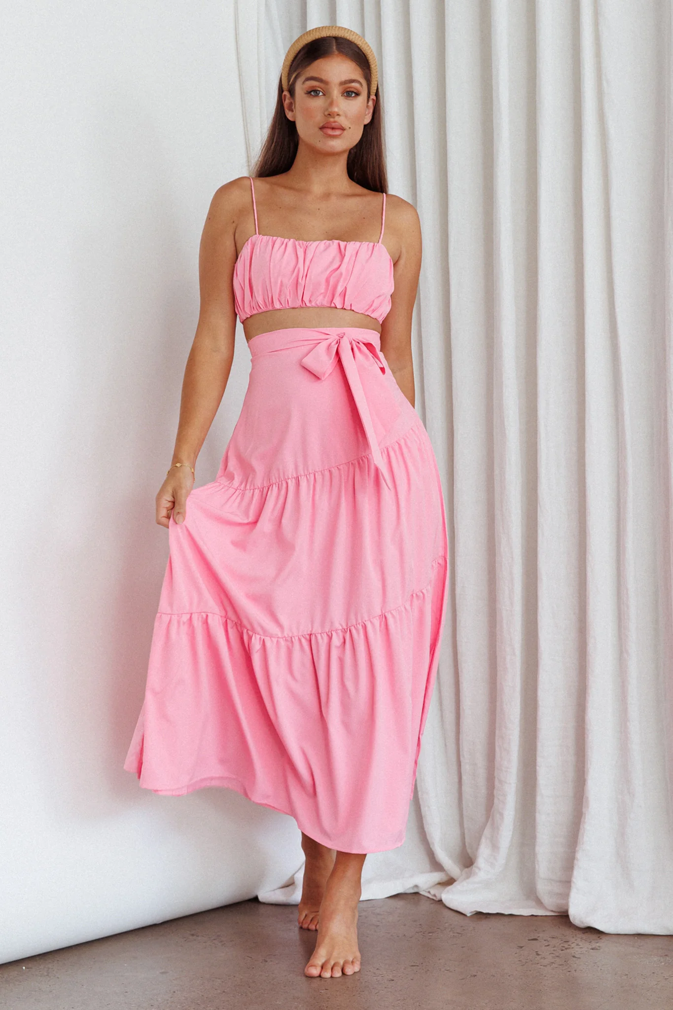 Bondi Gathered Crop Top Pink - Image 3