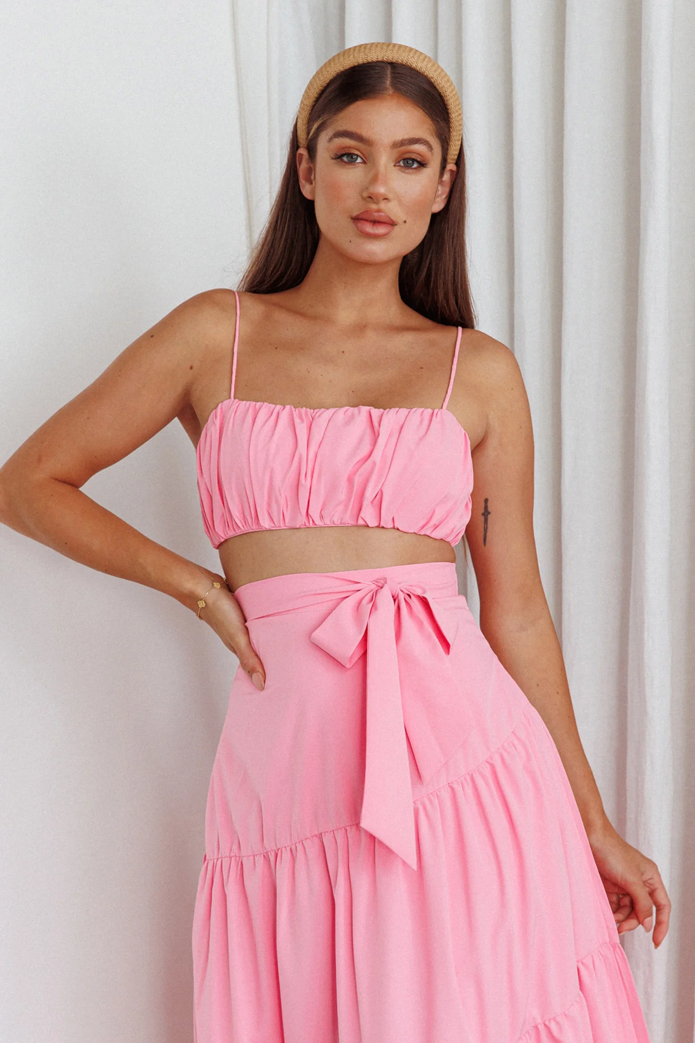 Bondi Gathered Crop Top Pink - Image 5