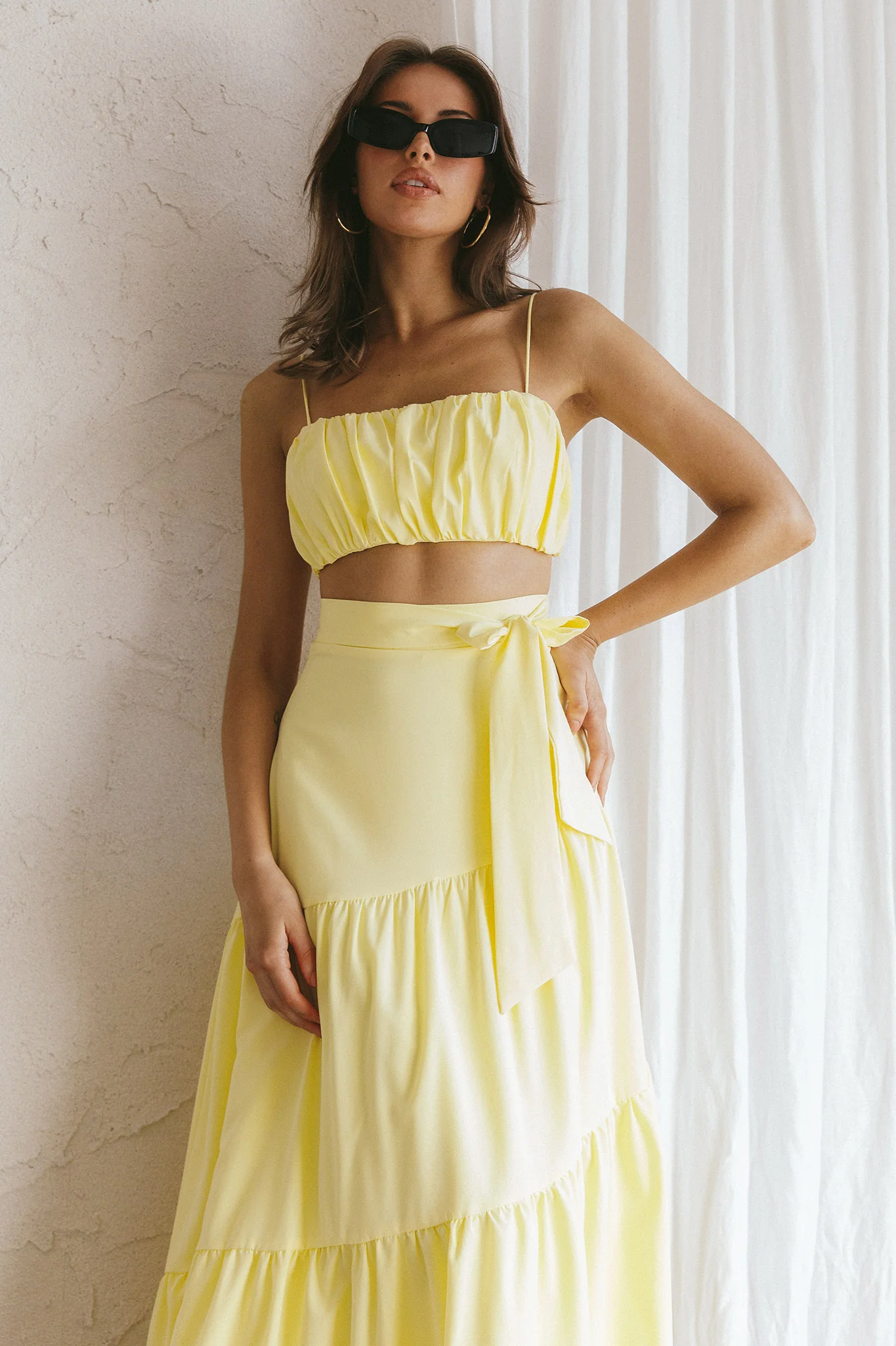 Bondi Waist Tie Maxi Skirt Lemon - Image 4