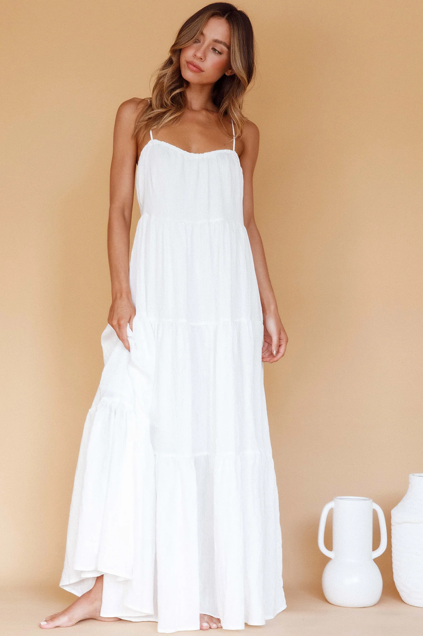 Bora Bora Tied Back Maxi Dress White - Image 6
