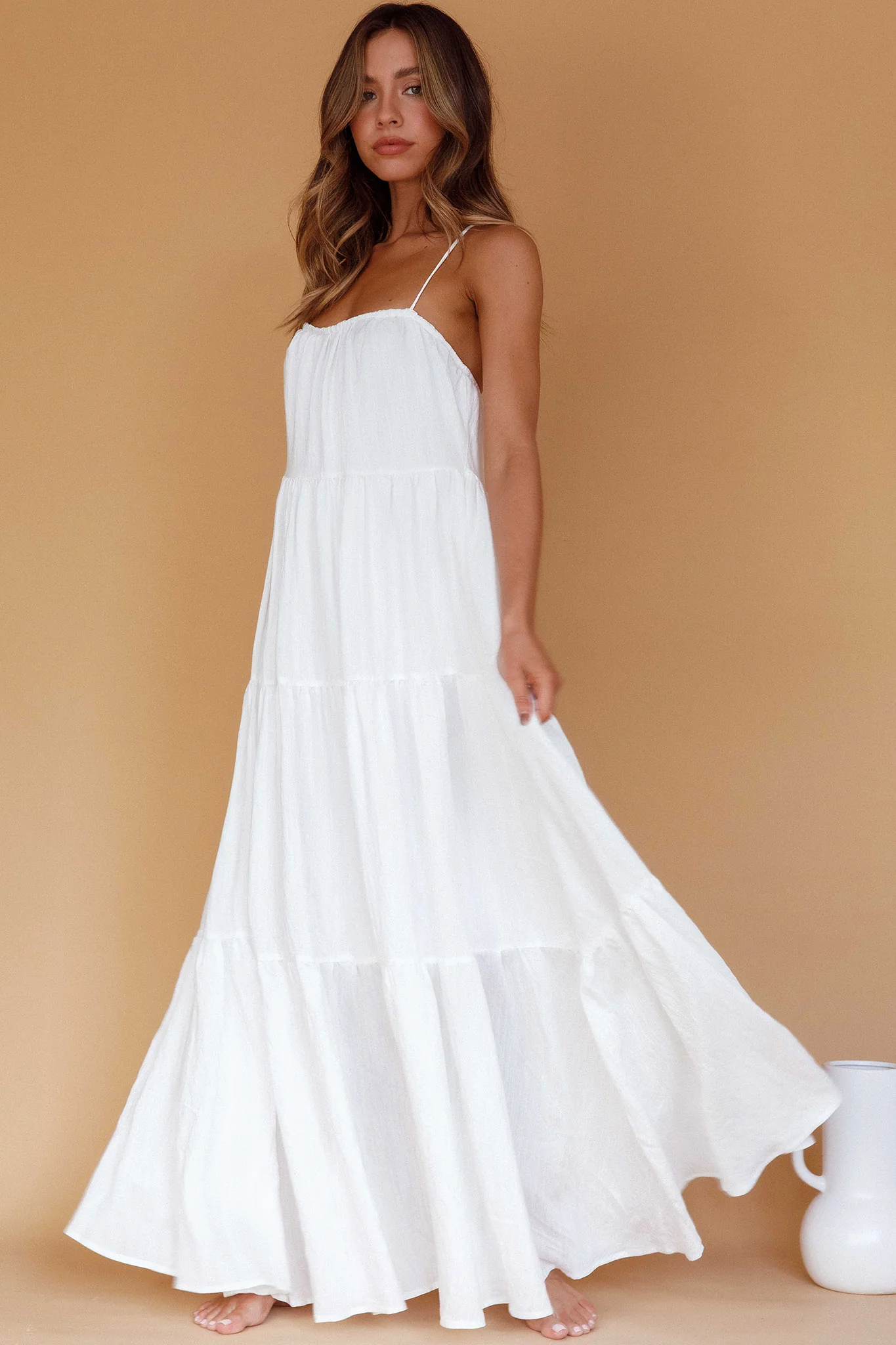 Bora Bora Tied Back Maxi Dress White - Image 8