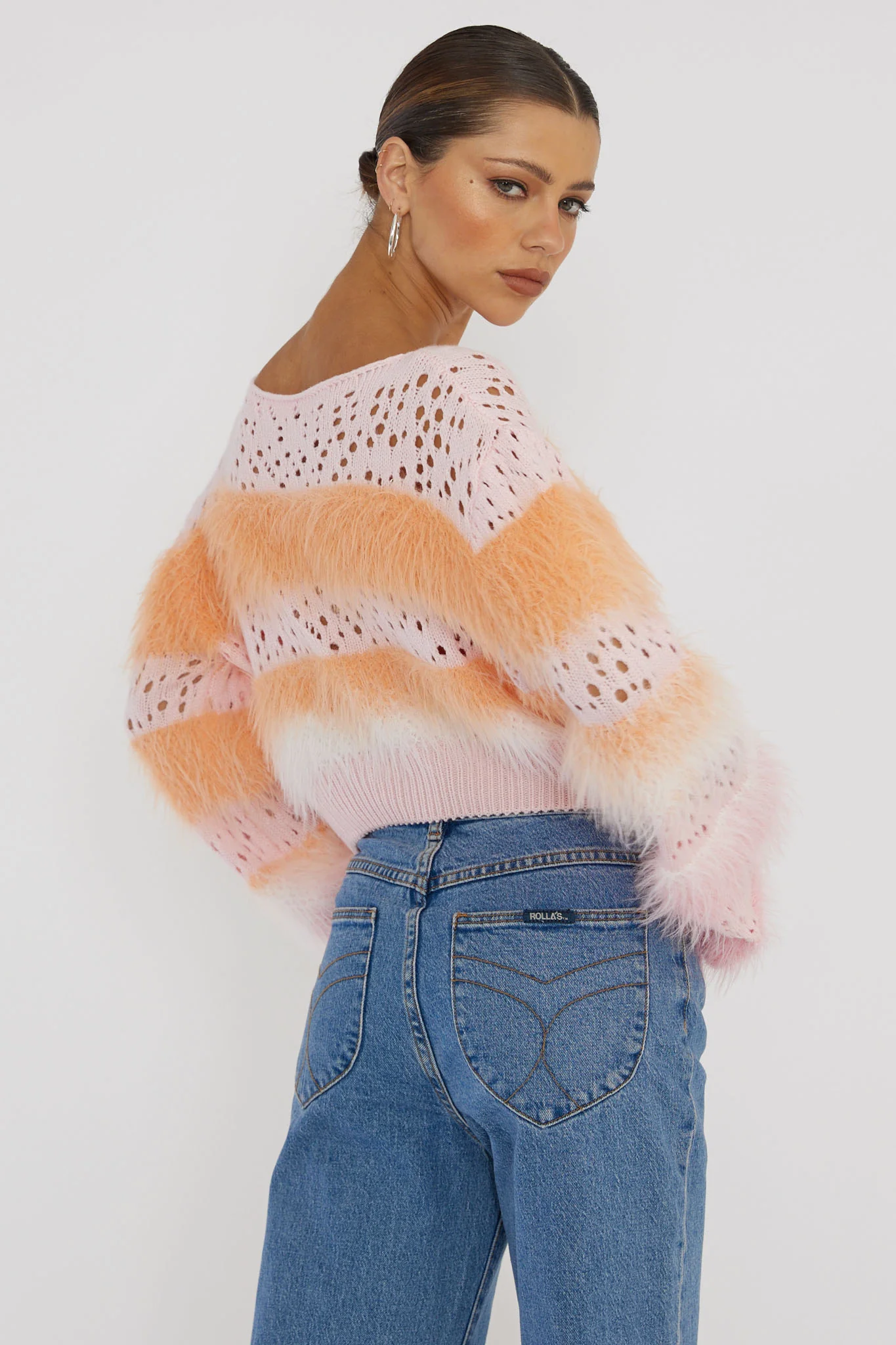 Borealis Fur Trim Knit Sweater Pink - Image 2