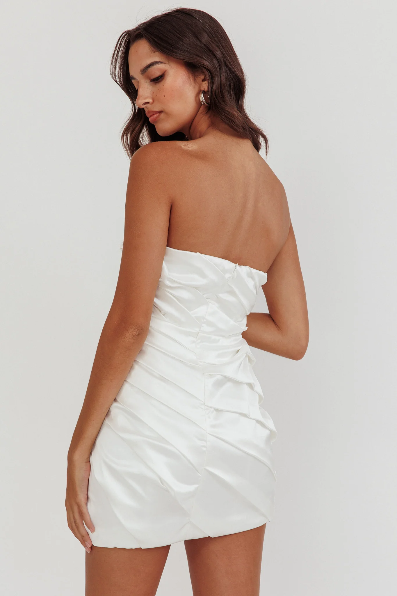 Boulevard Bliss Gathered Mini Dress Off White - Image 6