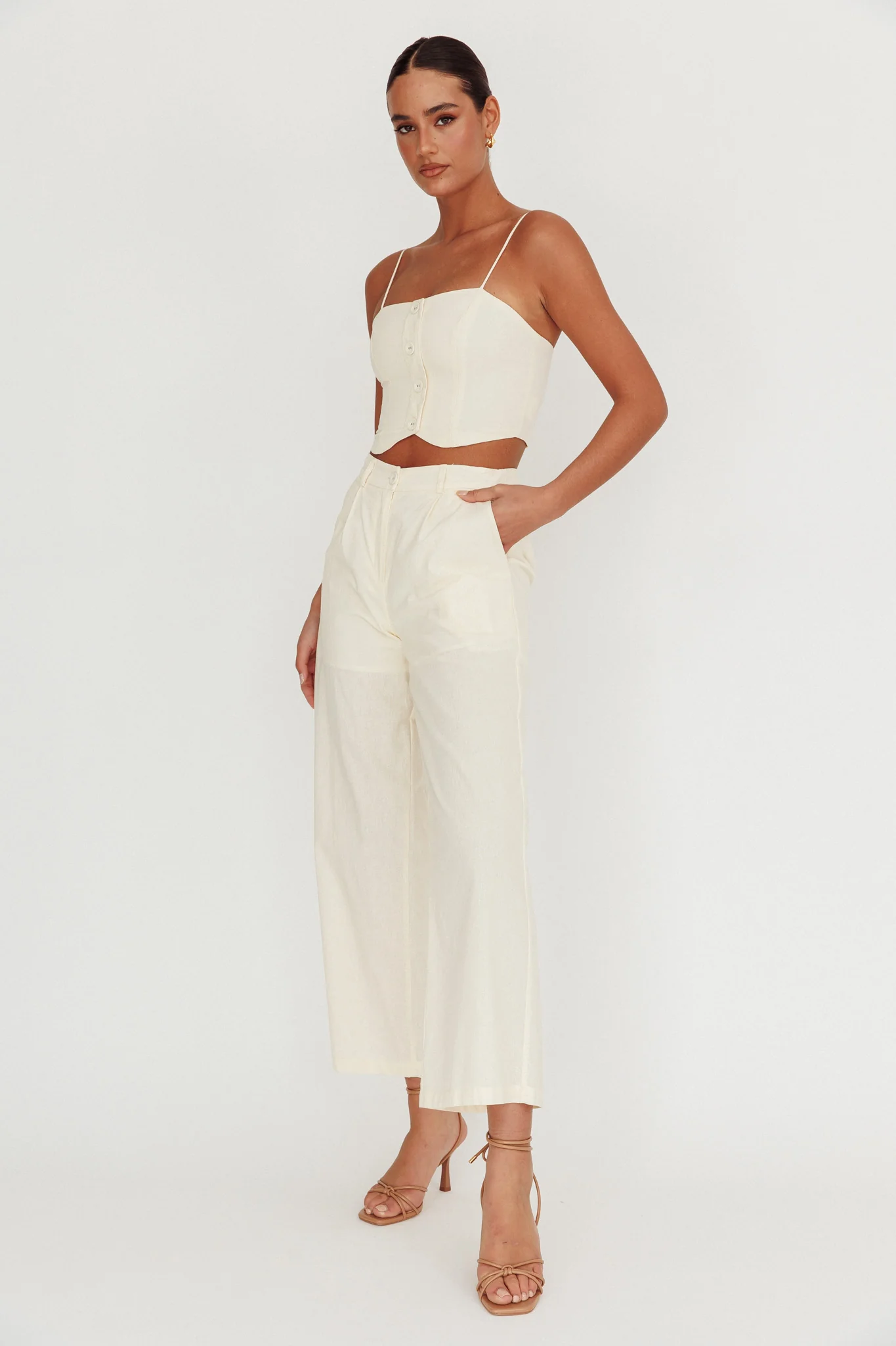 Breathless Wide Leg Pant Oat - Image 3