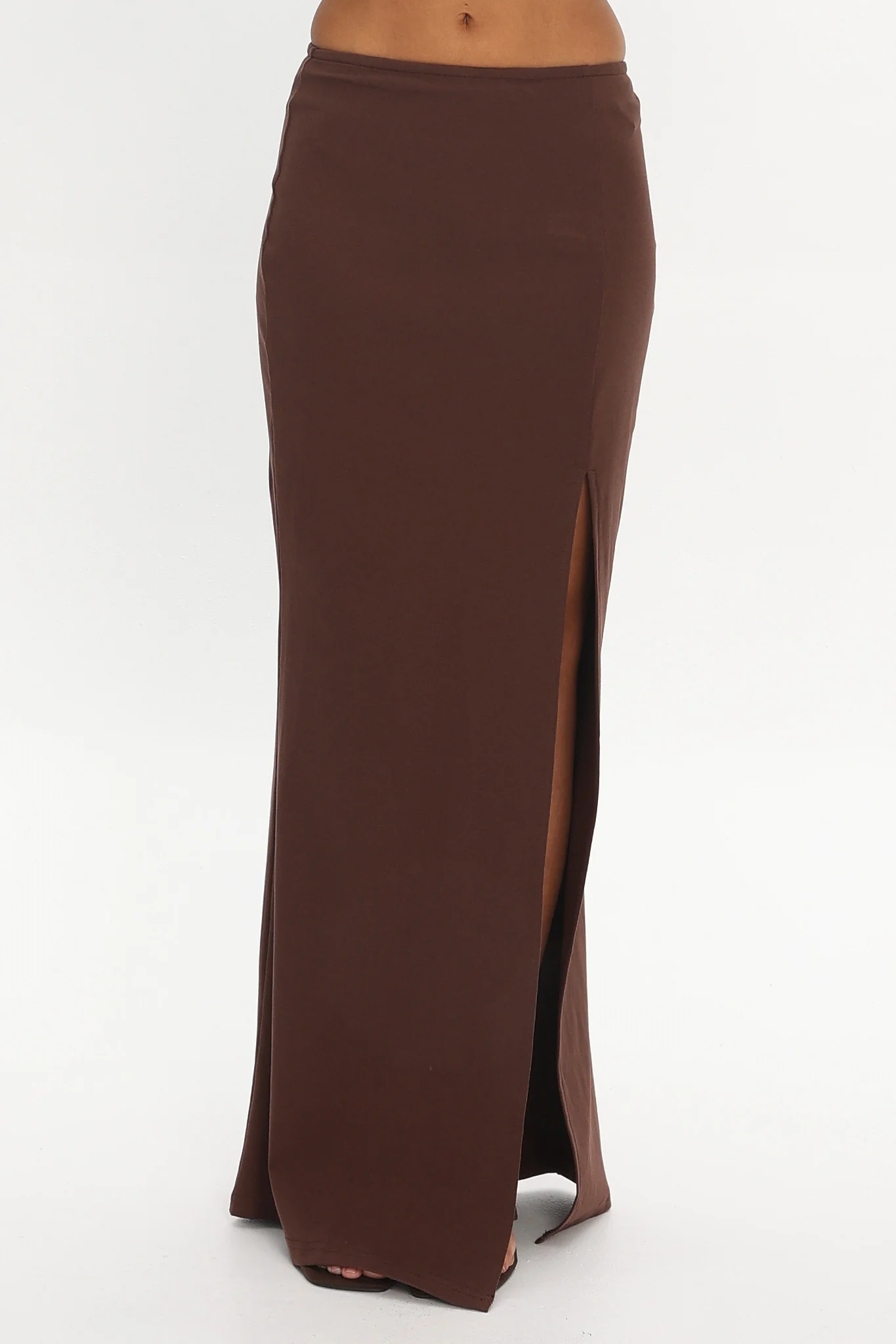 Breonna Front Split Maxi Skirt Chocolate - Image 4