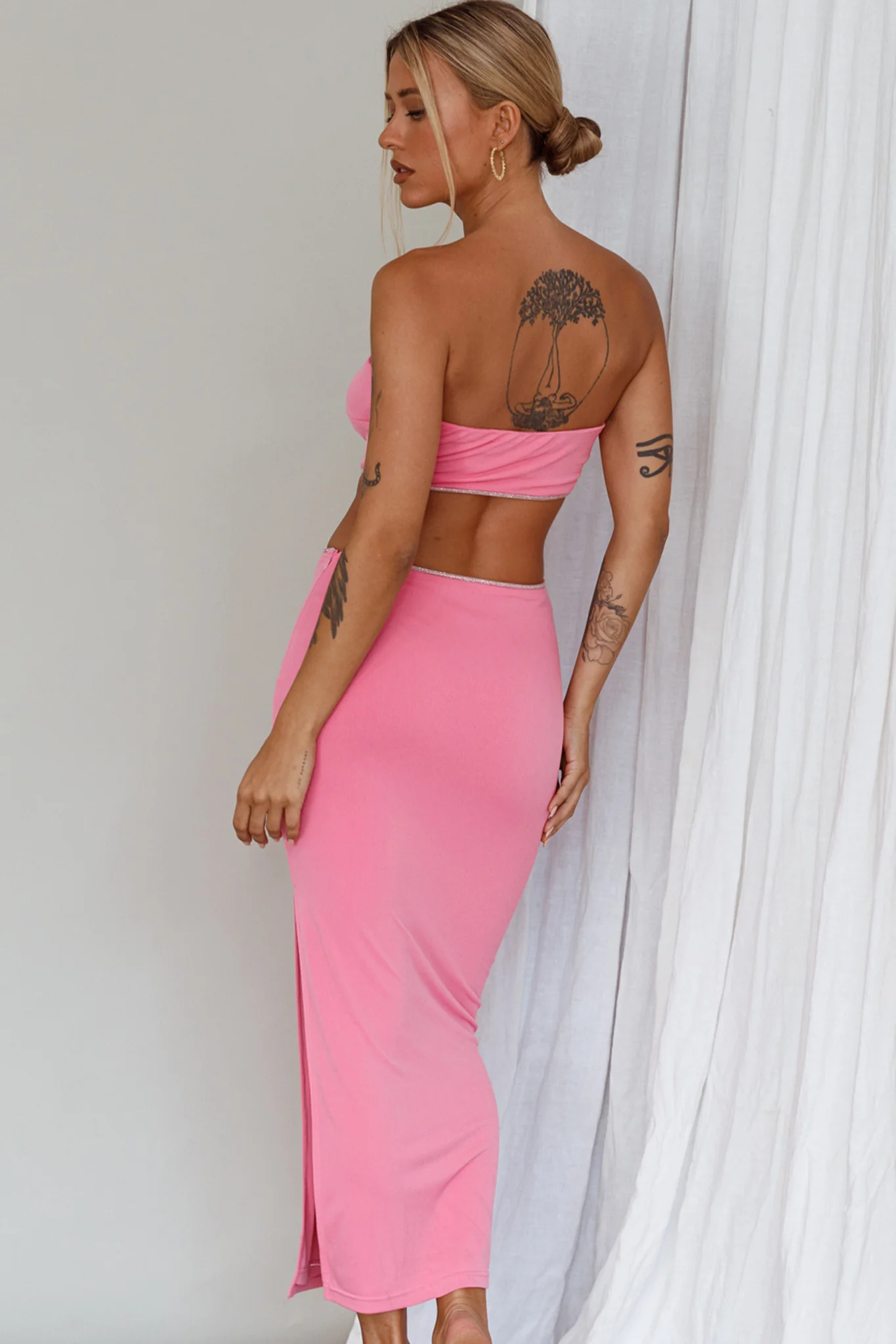 Bridget Cut-Out Midi Dress Barbie Pink - Image 2