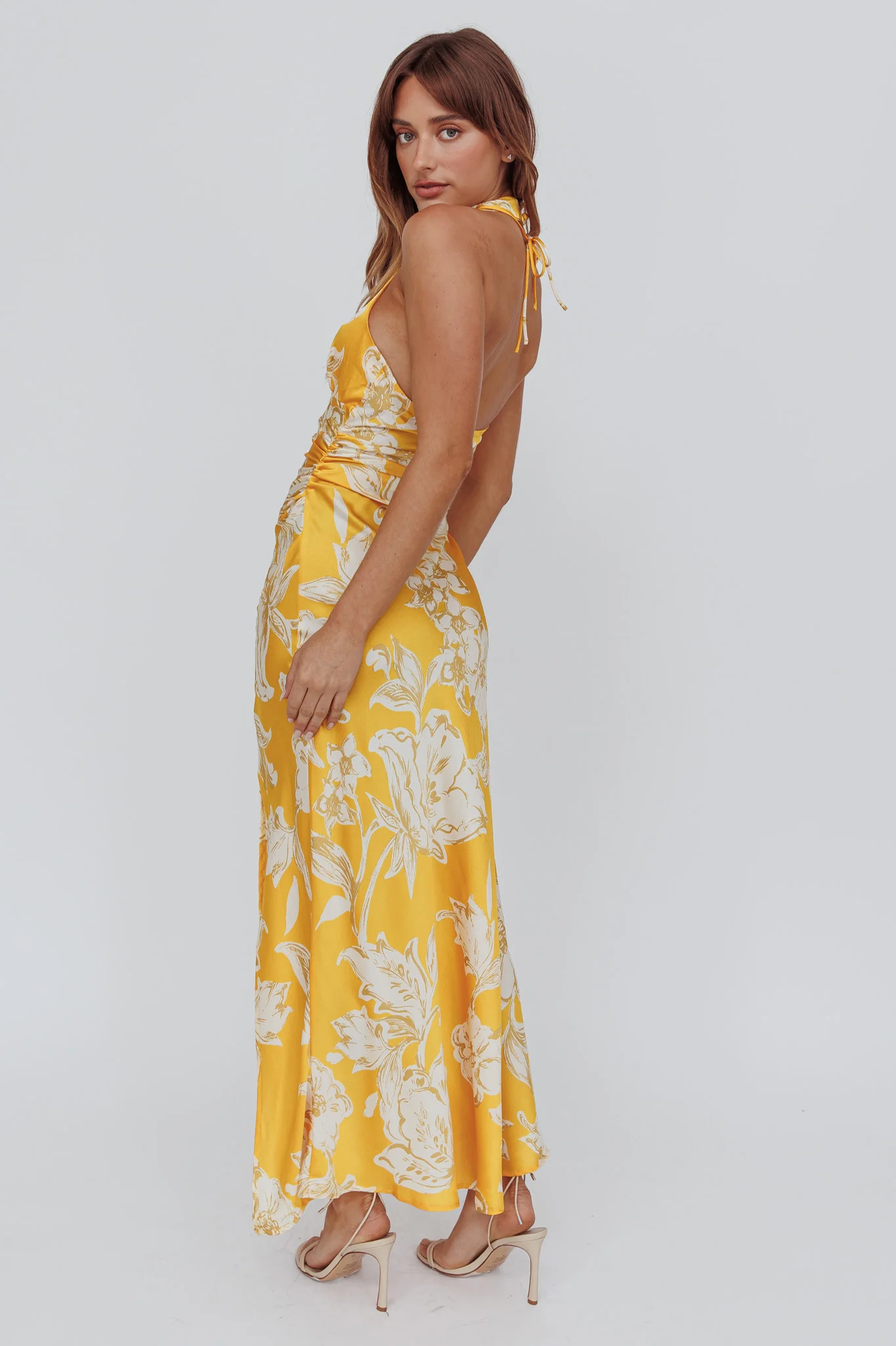 Brighter Days Halterneck Split Midi Dress Sun - Image 2