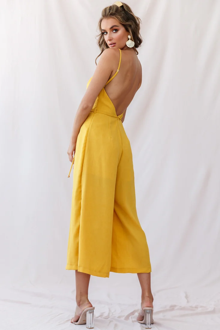 Brighton Low Back Wide Leg Jumpsuit Mustard - Image 3