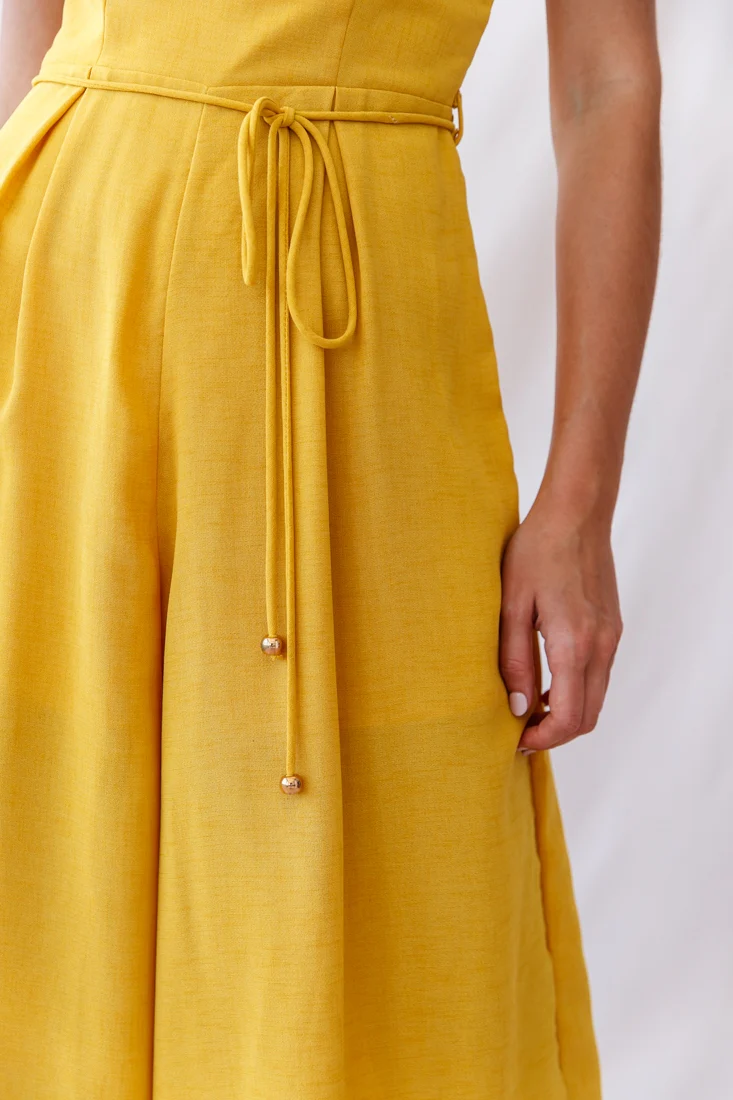 Brighton Low Back Wide Leg Jumpsuit Mustard - Image 4