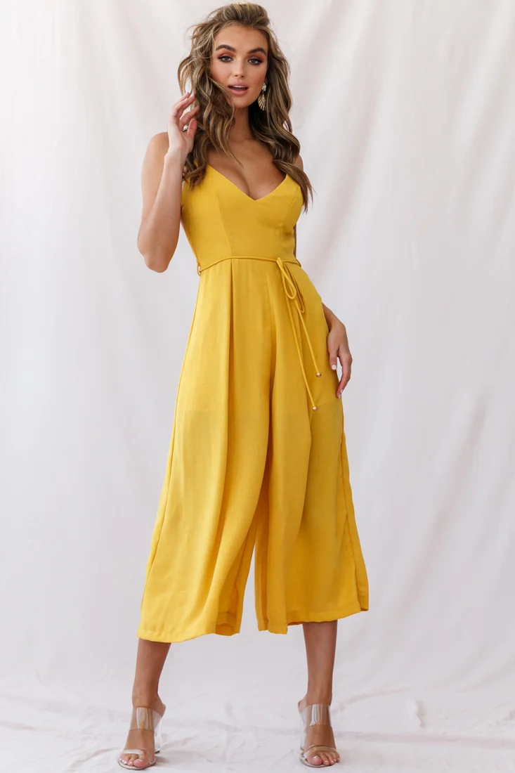 Brighton Low Back Wide Leg Jumpsuit Mustard - Image 6