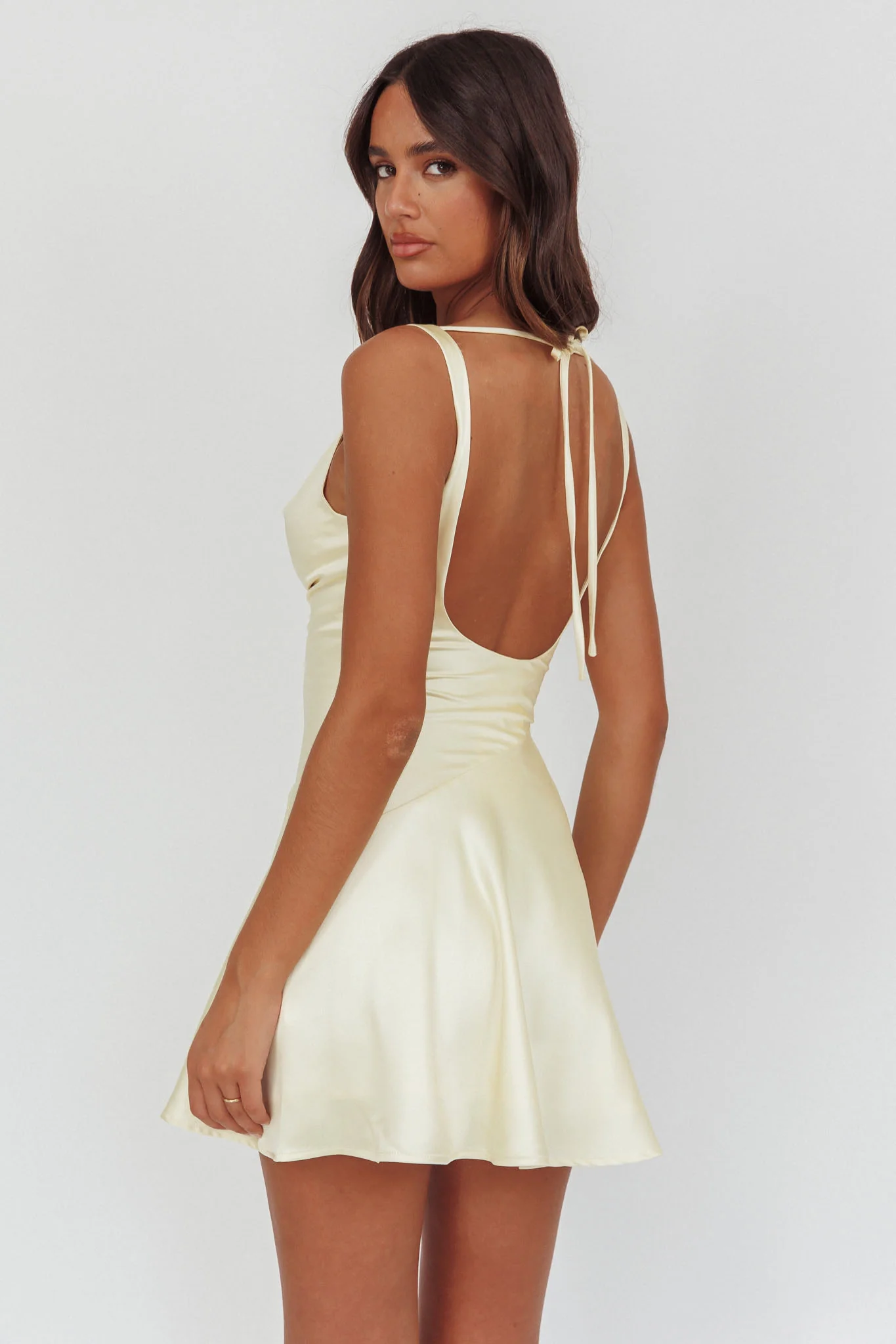 Brigid Cowl Neck Scoop Back Mini Dress Butter - Image 2
