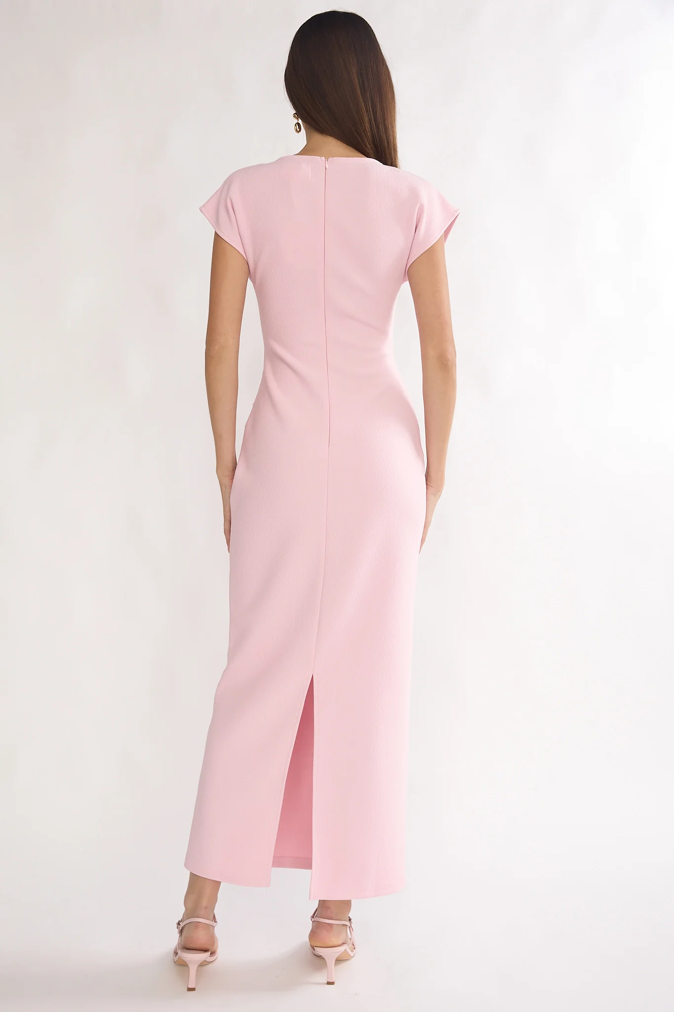 Briona Short Sleeve Buckle Maxi Dress Pink - Image 3