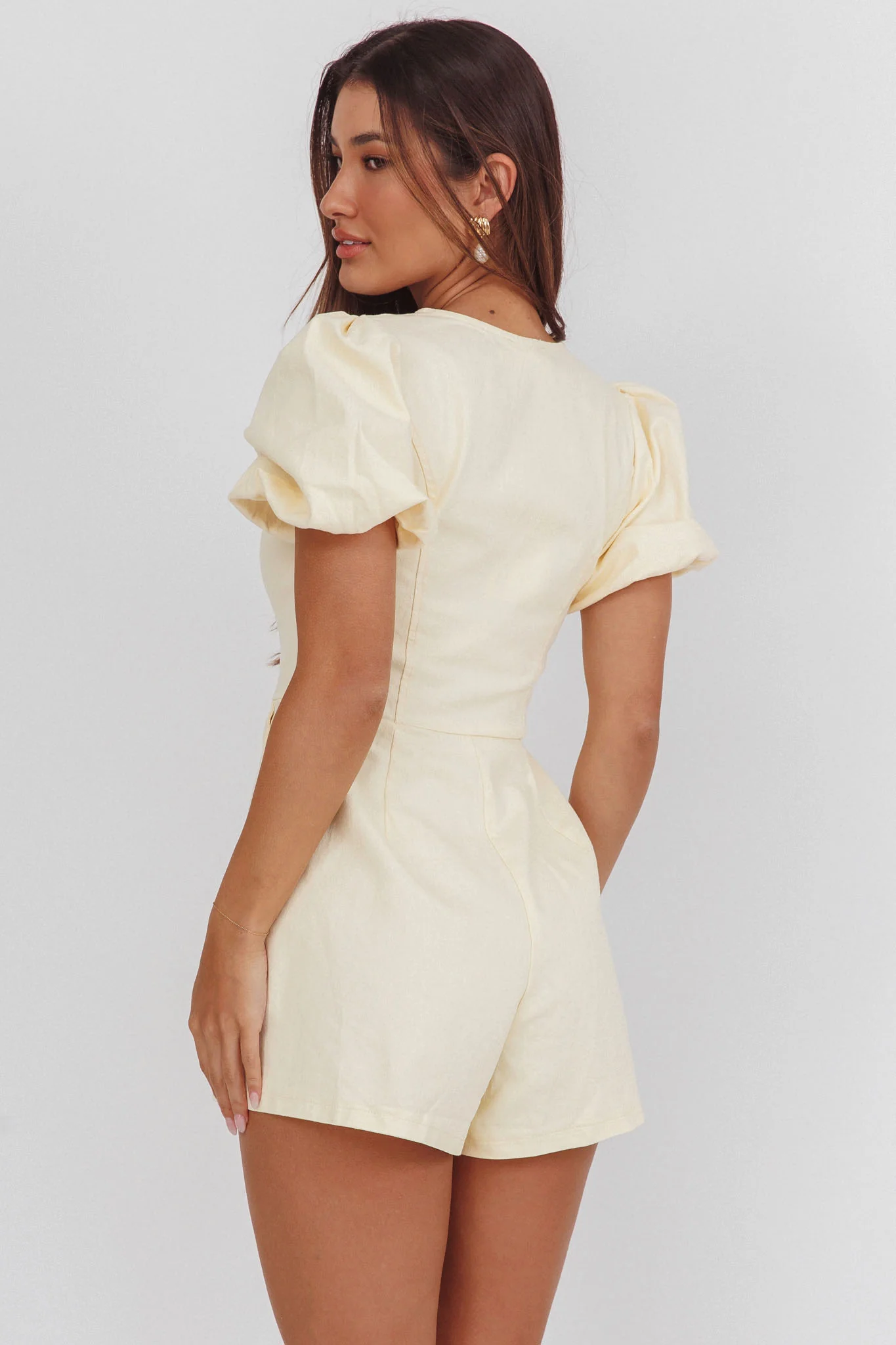 Briony Puff Sleeve Romper Butter - Image 2