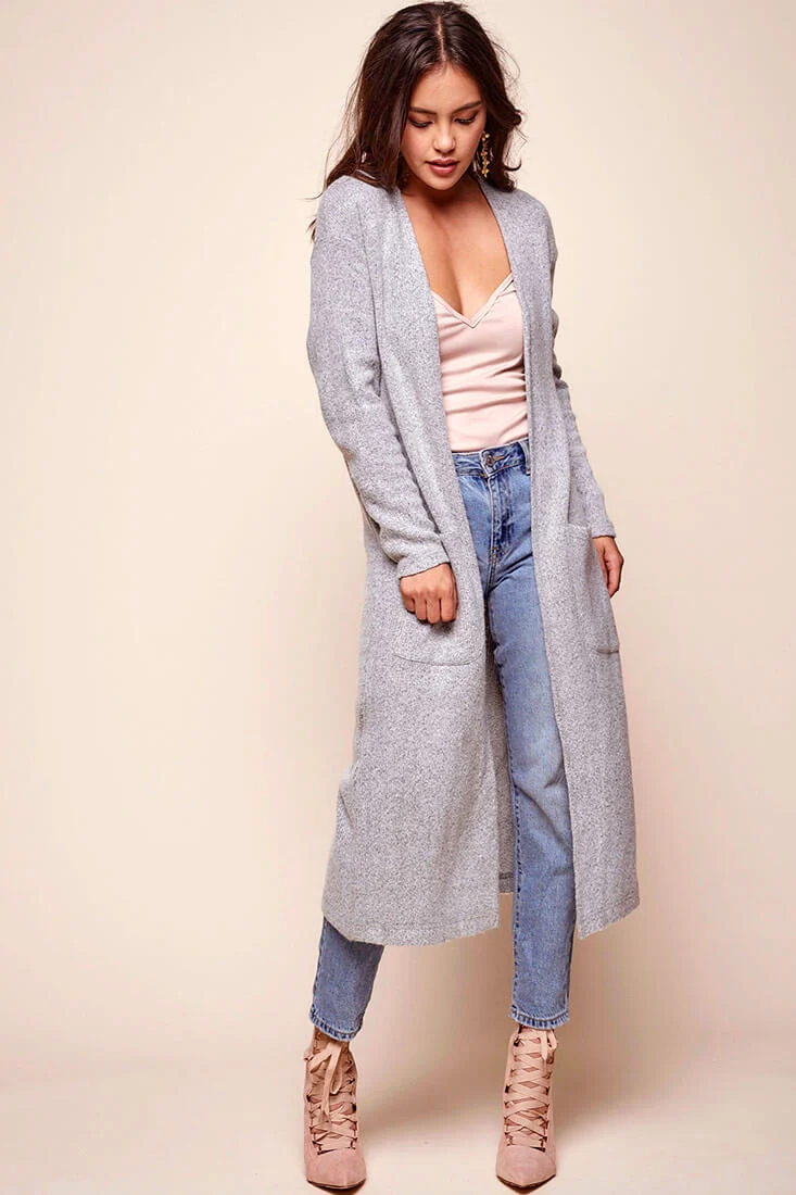 Brookhaven Cafe Long Sleeved Cardigan Grey