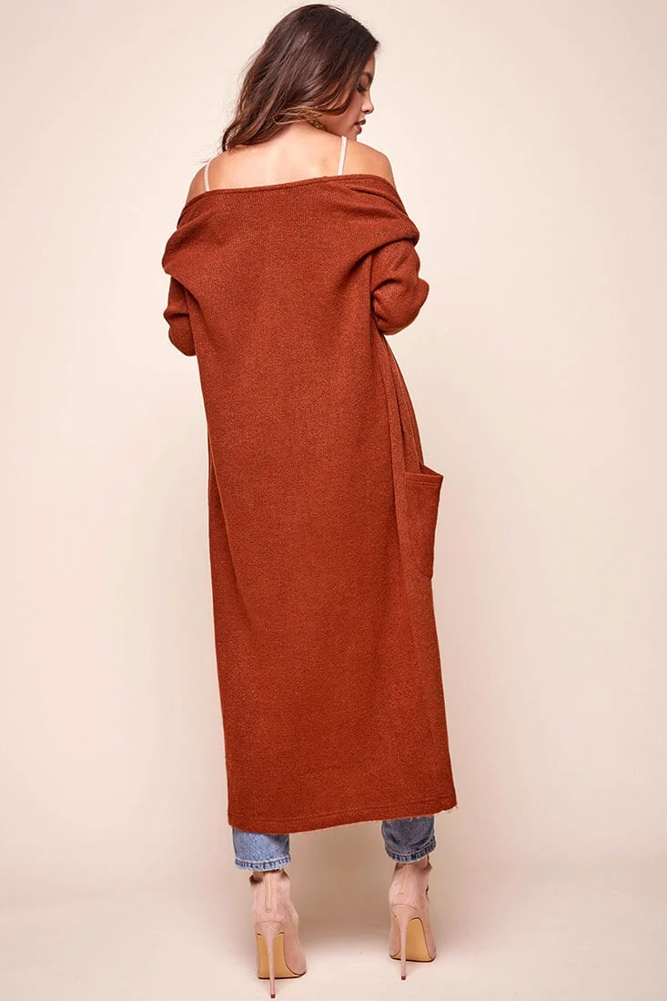 Brookhaven Cafe Long Sleeved Cardigan Rust - Image 5
