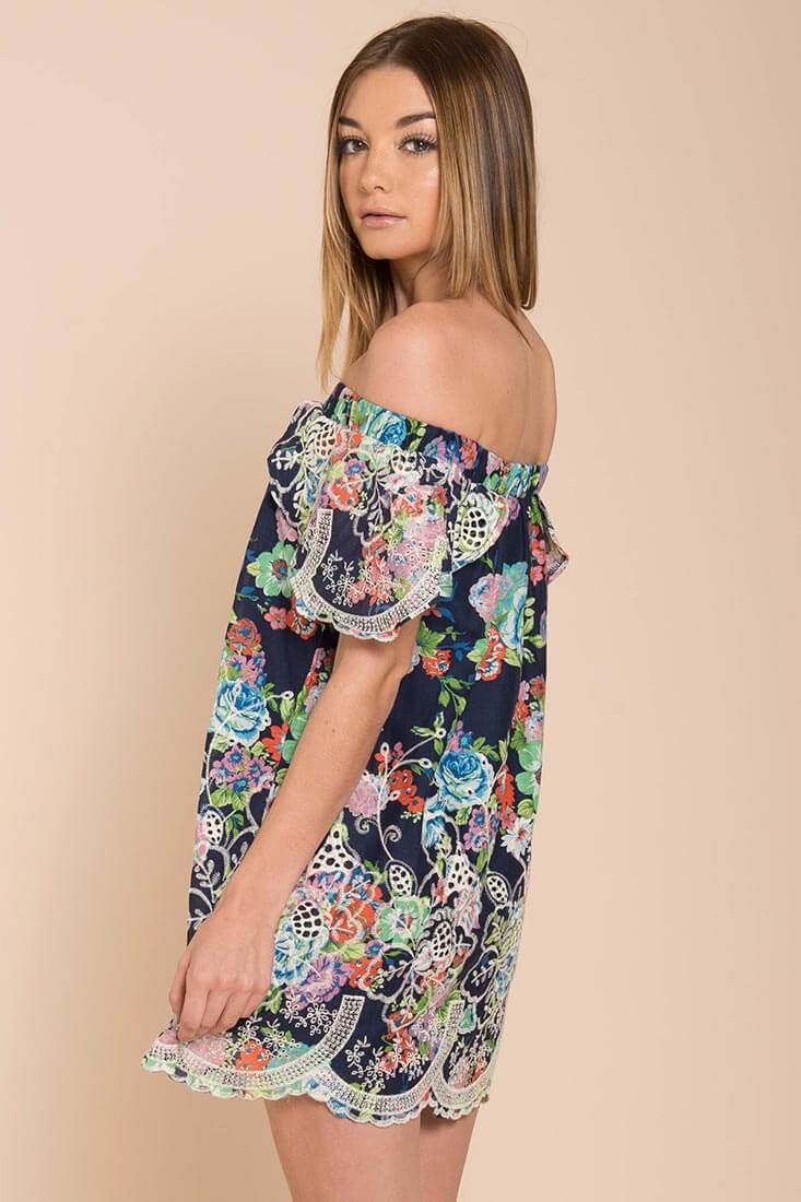 Bryden Open Shoulder Dress Navy - Image 4