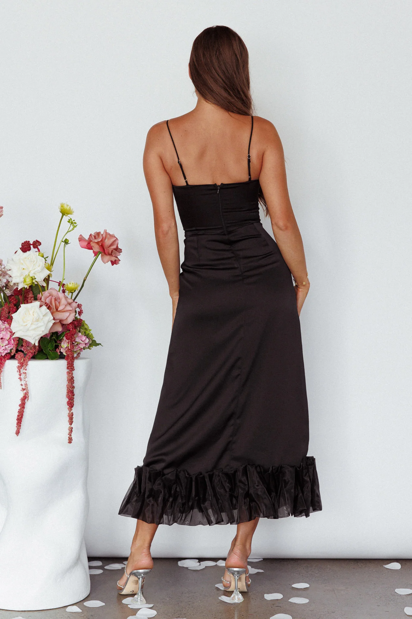 Buona Sera Hem Decoration Midi Dress Black - Image 2