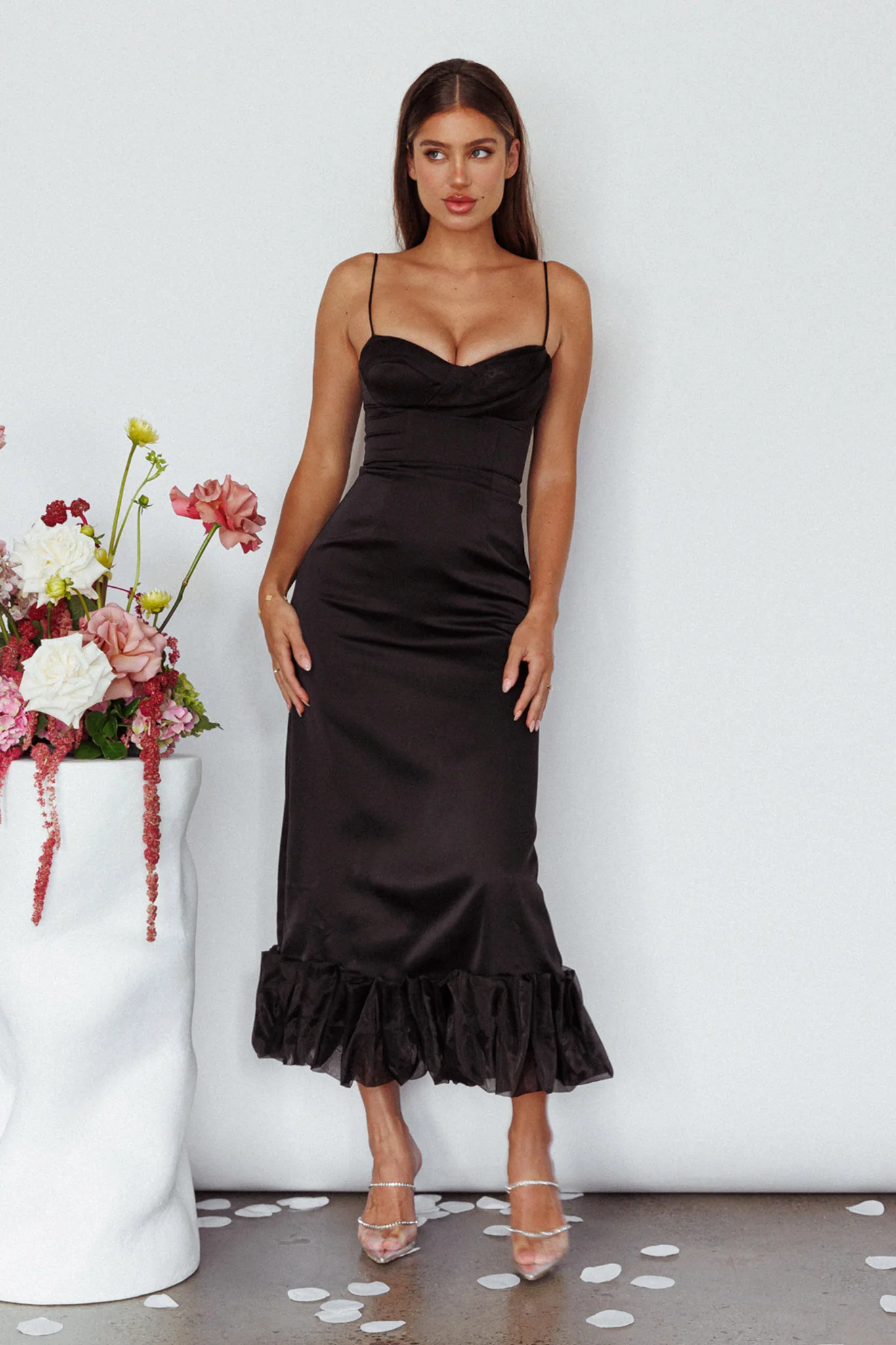 Buona Sera Hem Decoration Midi Dress Black - Image 3