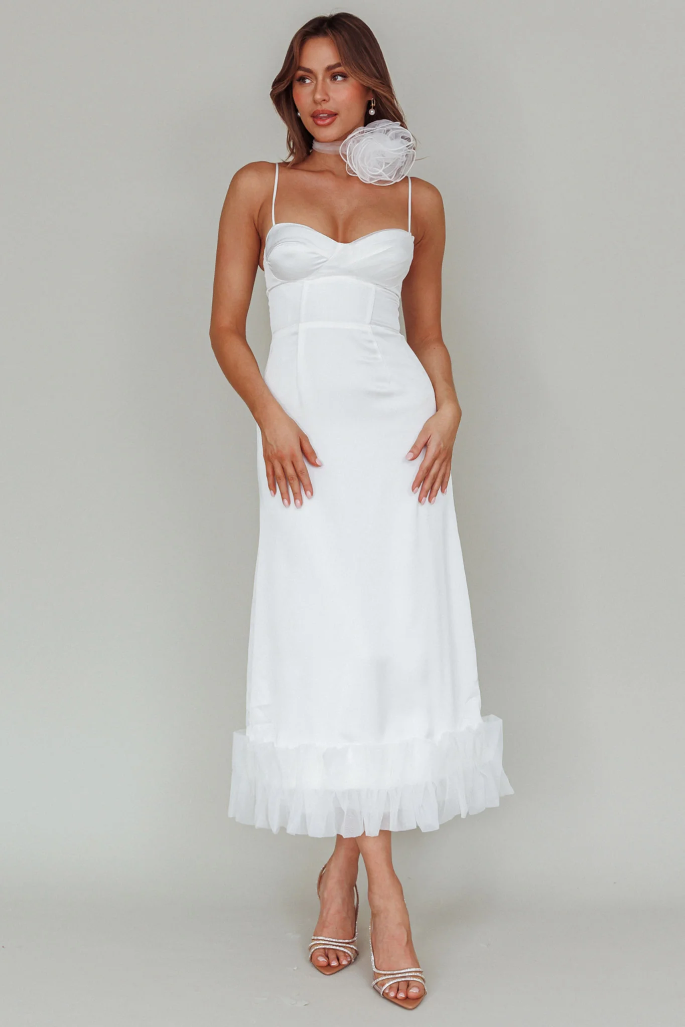 Buona Sera Hem Decoration Midi Dress White - Image 2