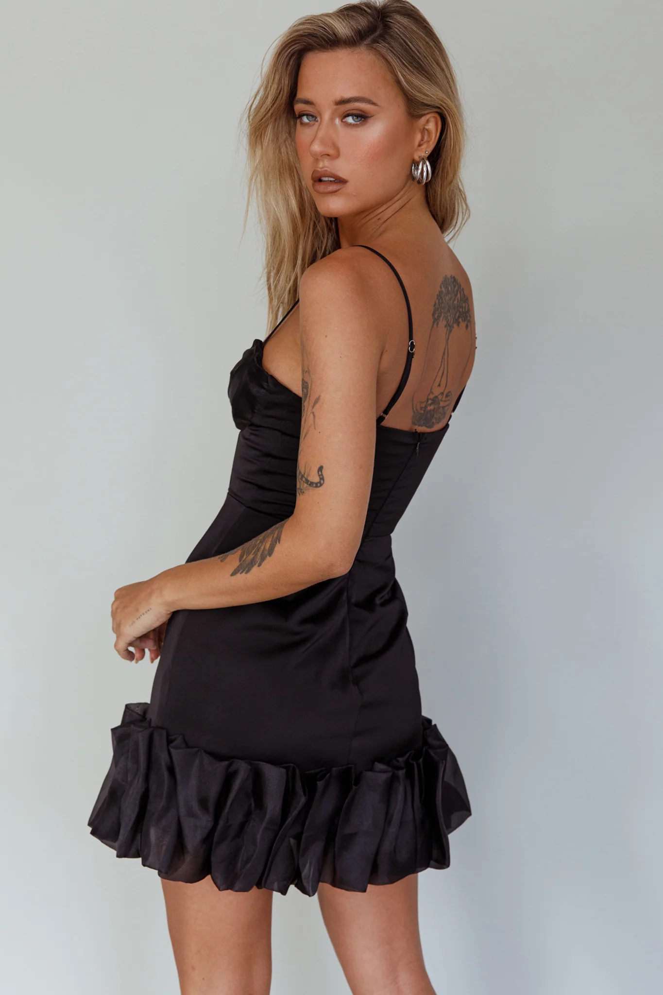 Buona Sera Hem Decoration Mini Dress Black - Image 2