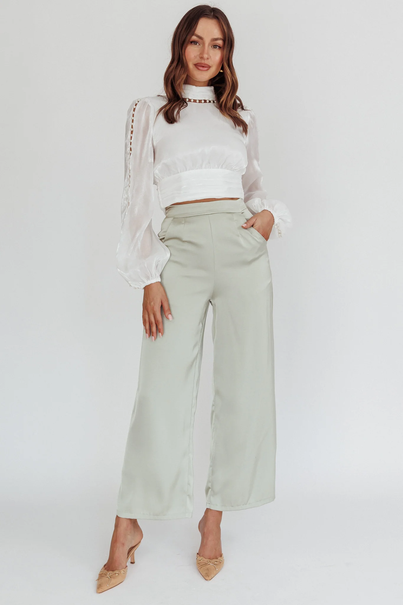Caia Pearl Detail Open Back Top White - Image 5