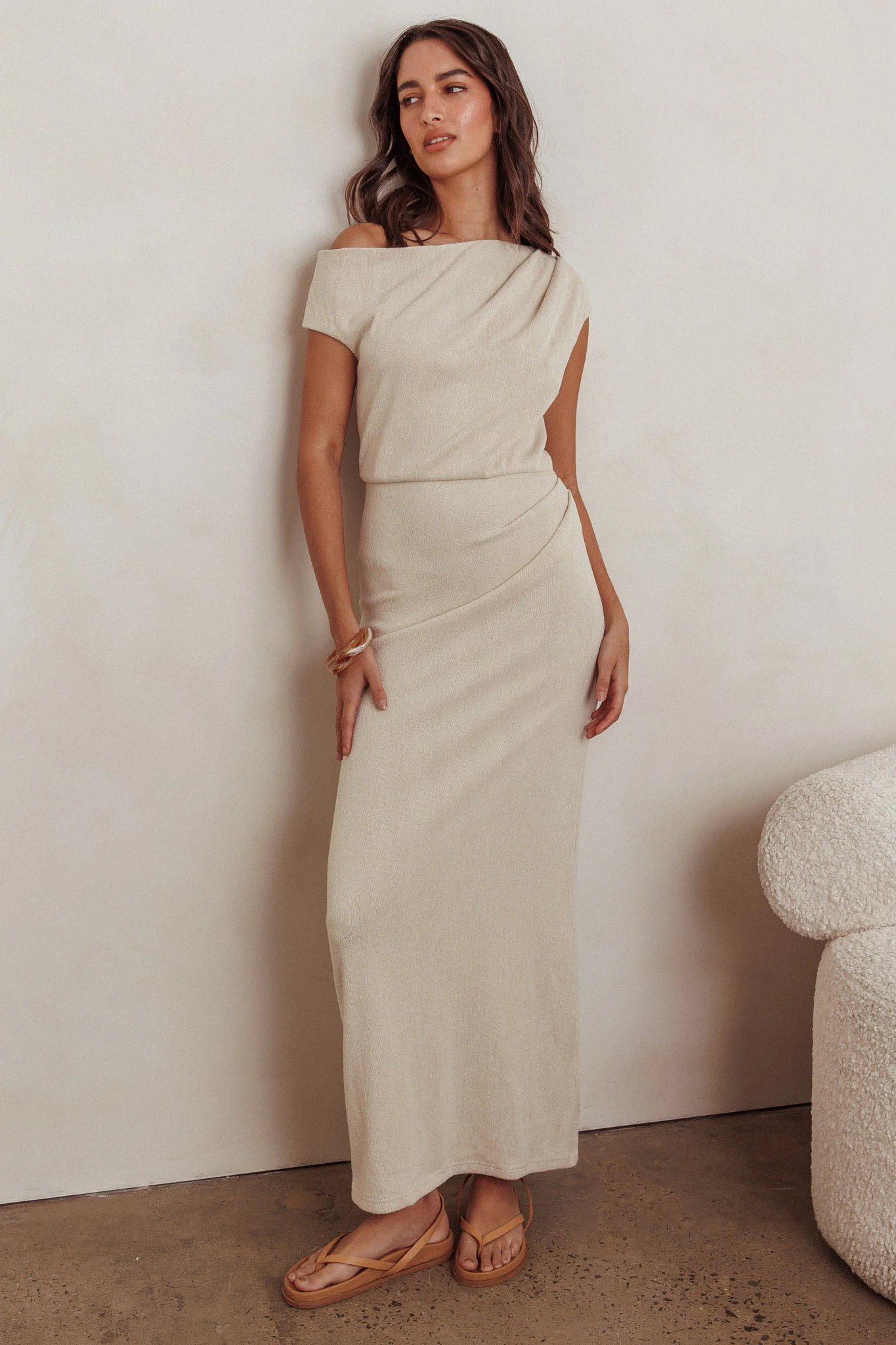 Calculated Ribbed Knit Maxi Dress Oat - Image 6