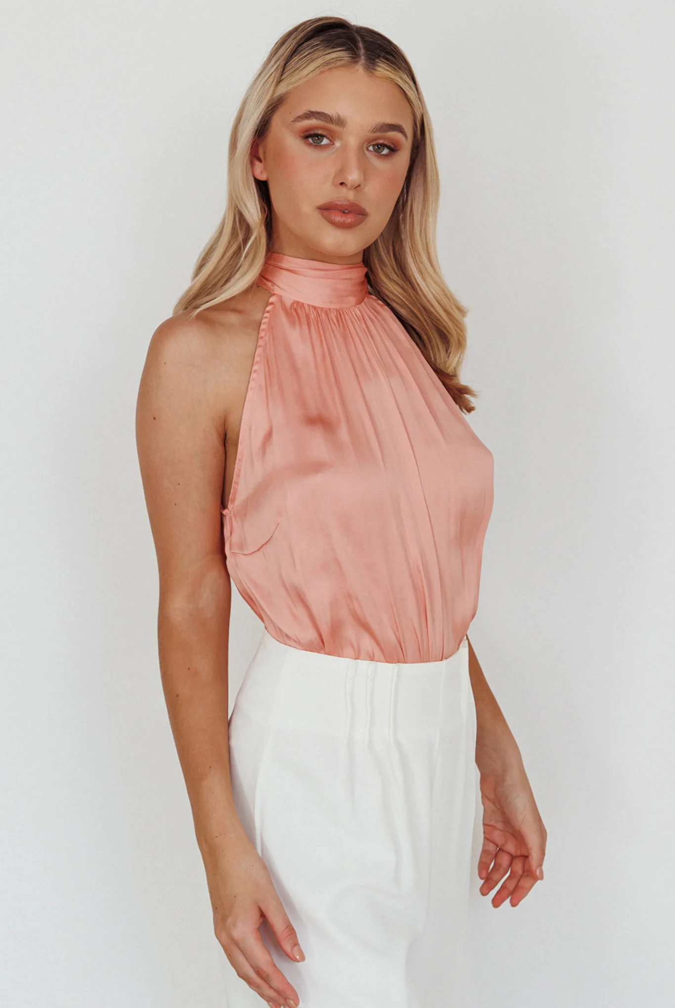 Calisto Sleeveless Tied Neck Top Rose - Image 5