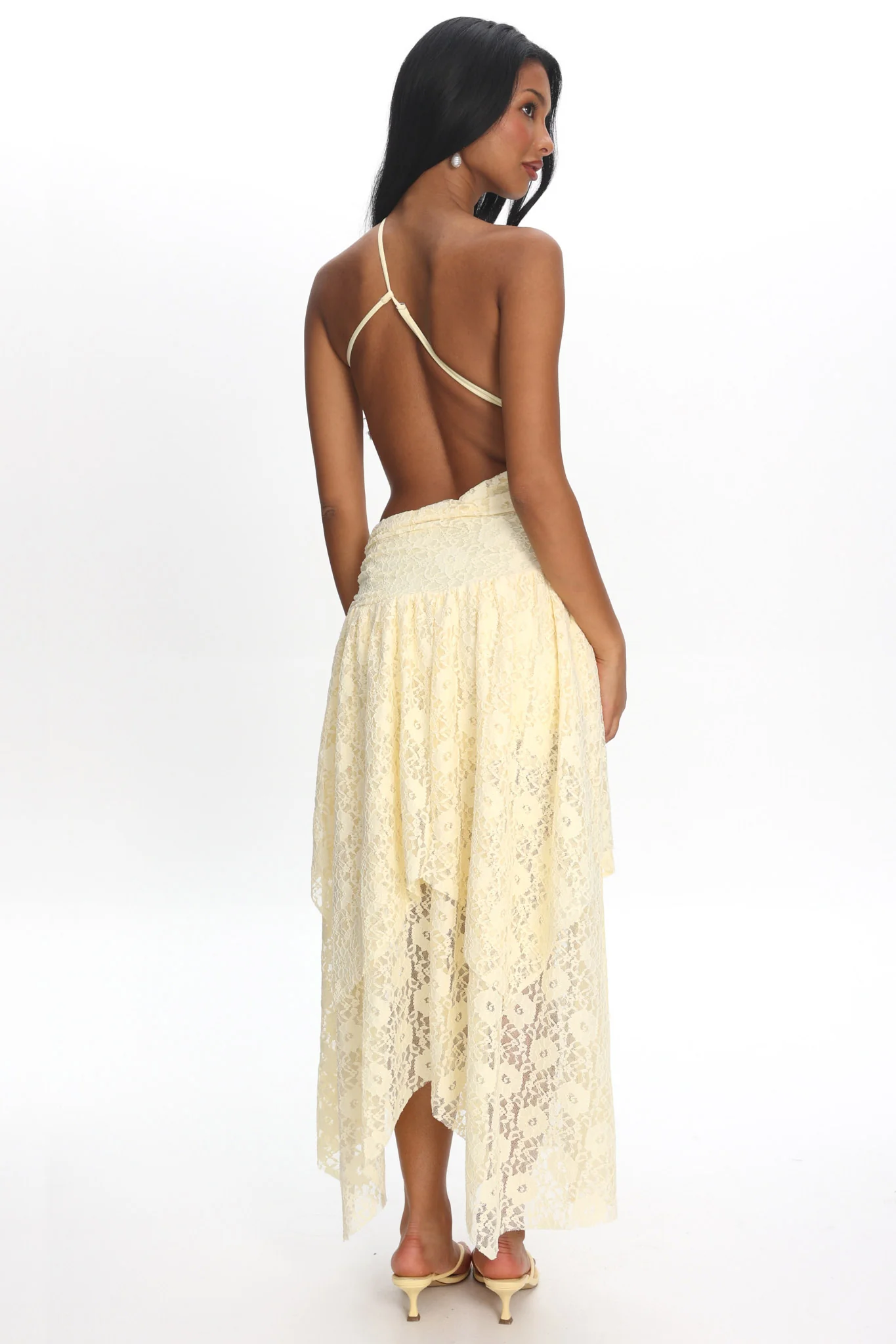 Call Back Cut-Out Waist Midi Dress Lace Butter - Image 3