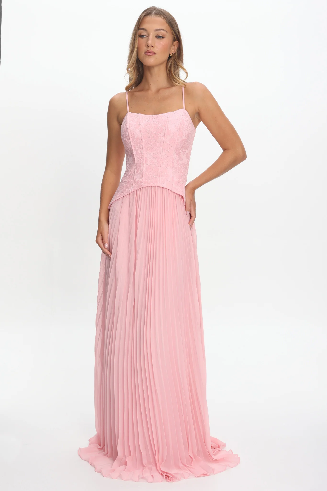 Cambridge Accordion Pleat Corset Dress Pink - Image 5