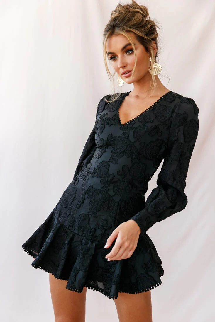 Camellia Open Back Cuff Sleeve Dress Black - Image 5