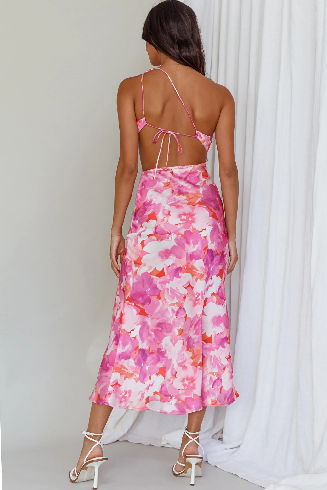 Cameron Cut-Out Midi Dress Floral Pink - Image 2