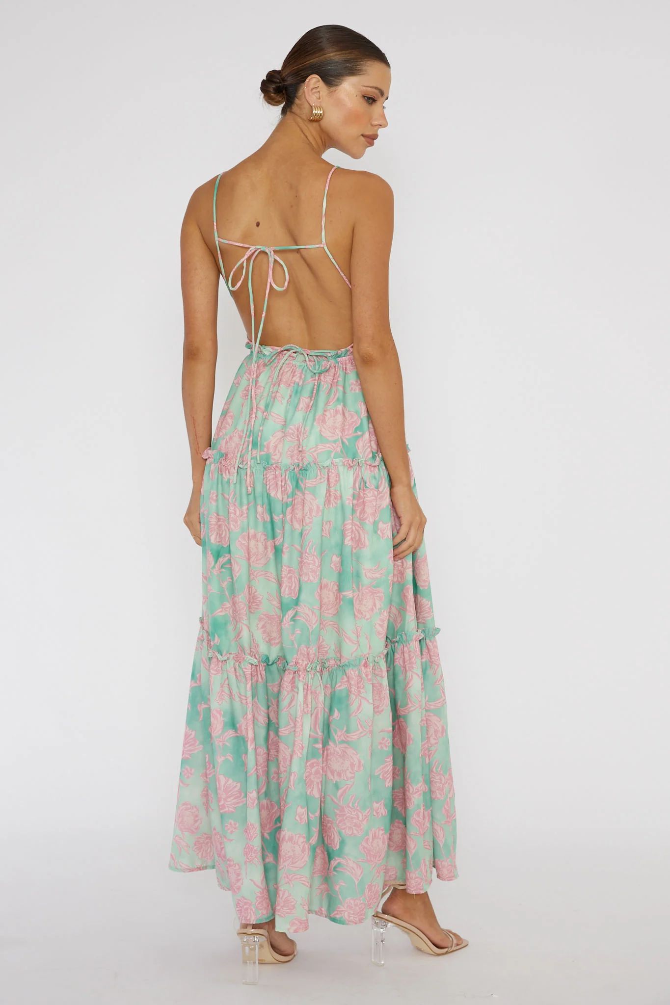 Candid Shot Open Back Midi Dress Floral Pink - Image 2