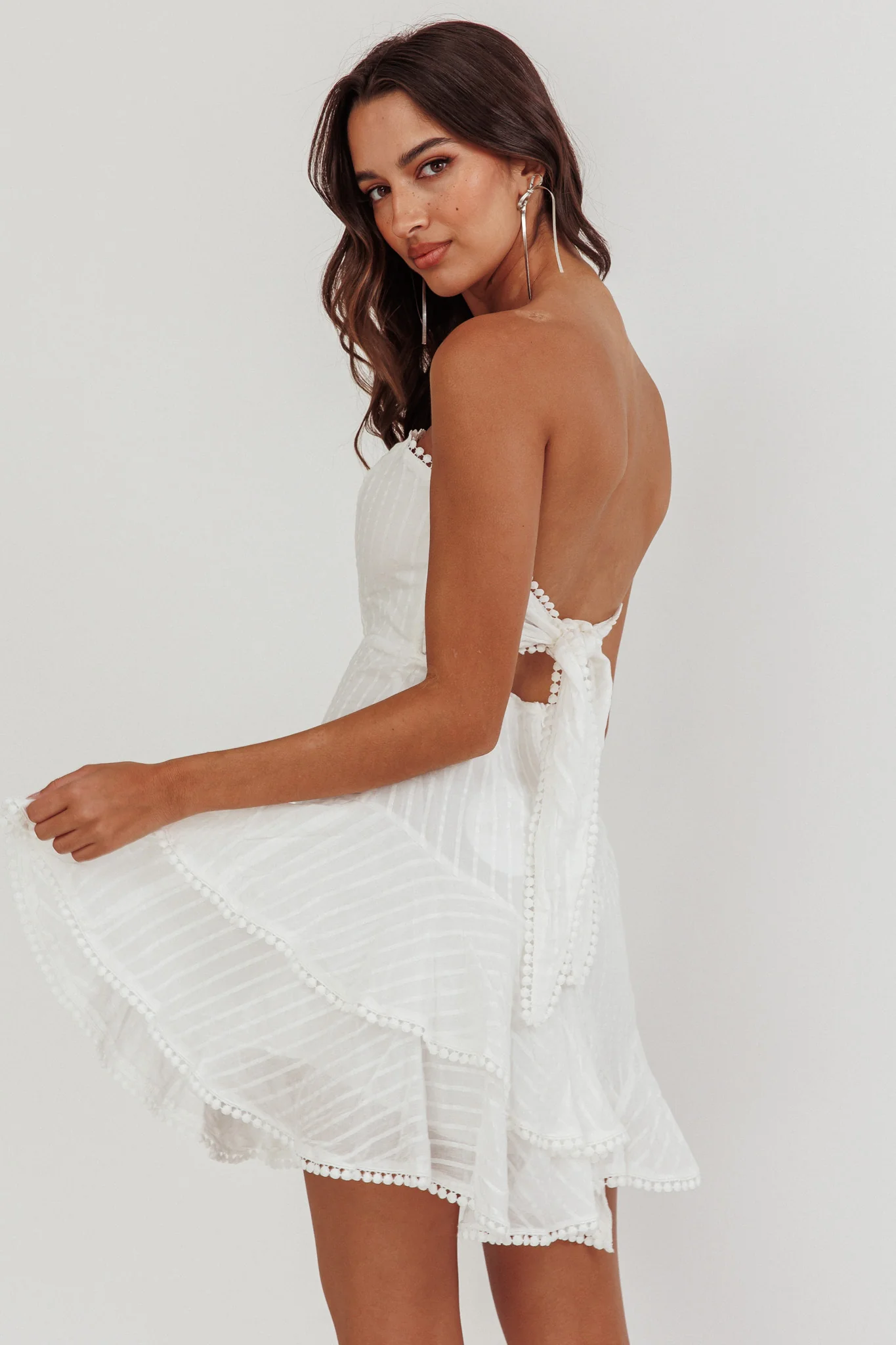 Candy Strapless Layered Ruffle Hem Dress White - Image 2