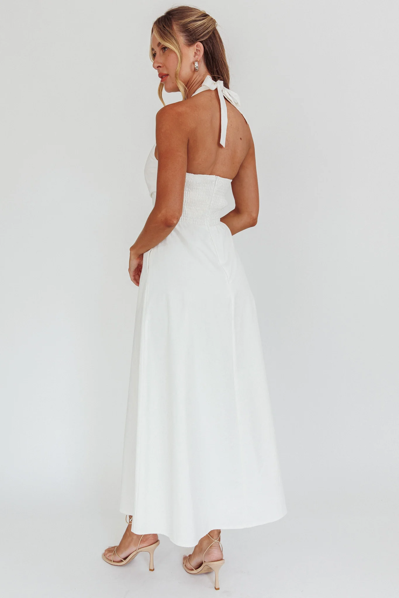 Can't Compete A-Line Halter Maxi Dress White - Image 2