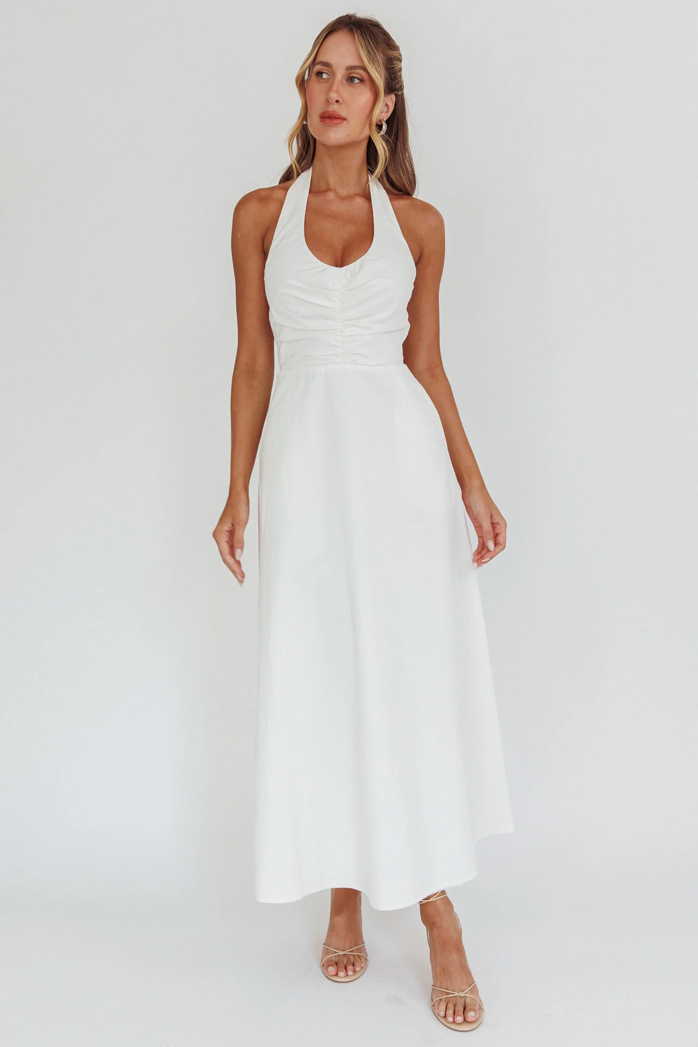 Can't Compete A-Line Halter Maxi Dress White - Image 5