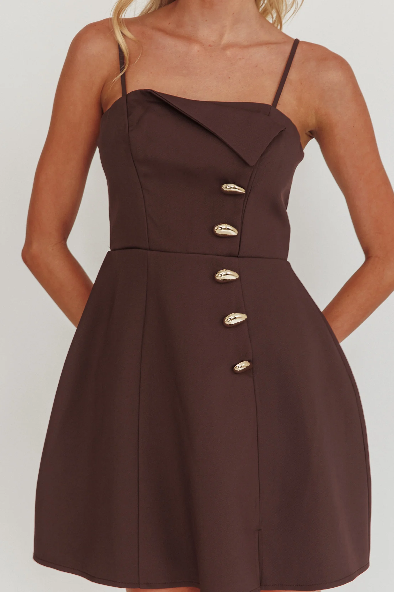 Captivated Button Feature Mini Dress Coco - Image 5