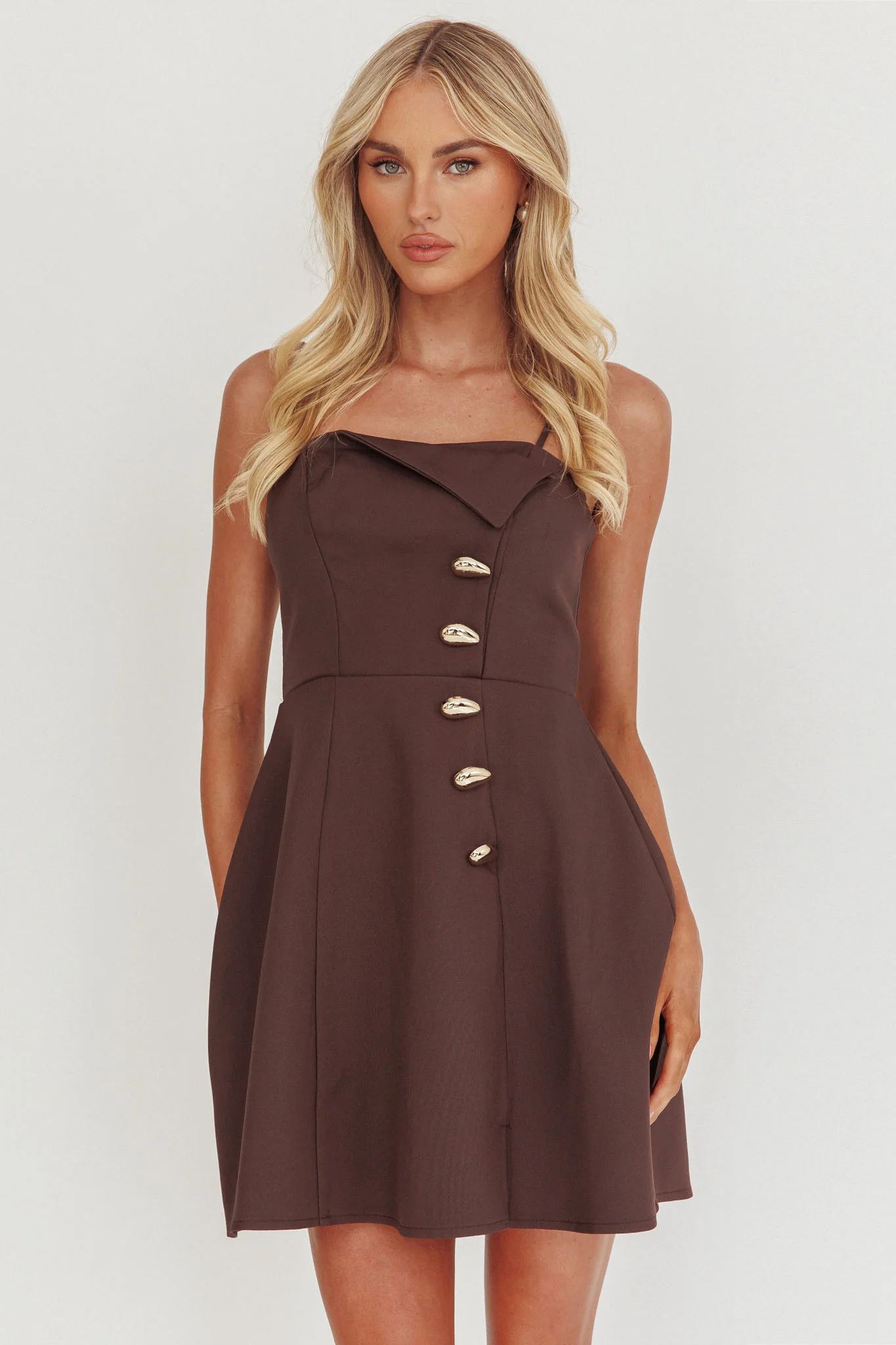 Captivated Button Feature Mini Dress Coco - Image 7