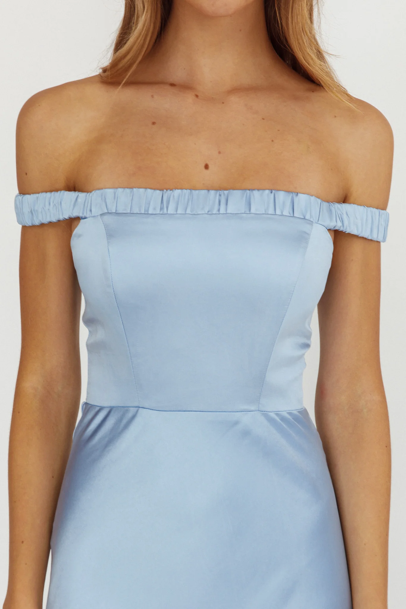 Cari Off-Shoulder Strap Maxi Dress Ice Blue - Image 3