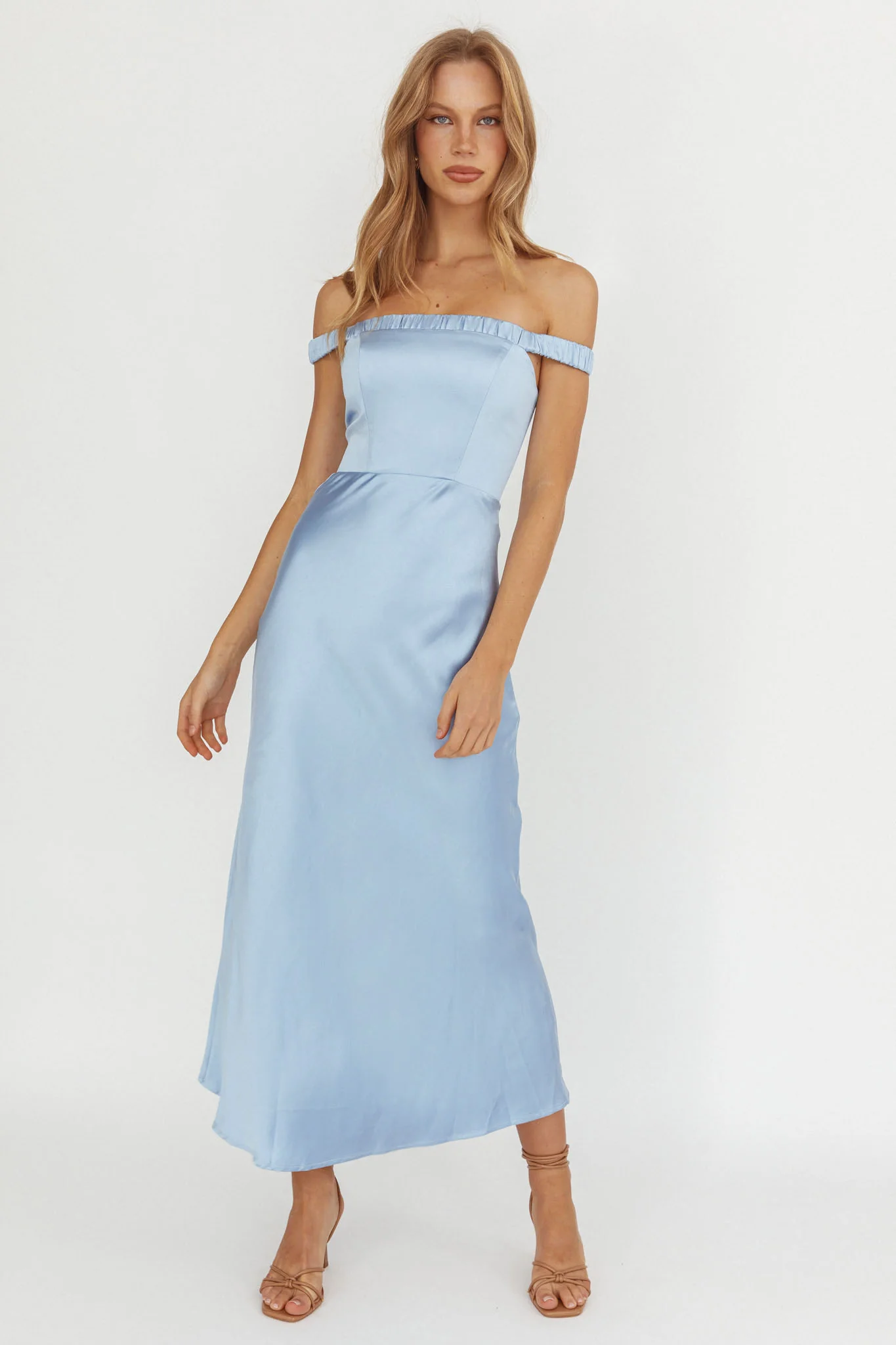 Cari Off-Shoulder Strap Maxi Dress Ice Blue - Image 5