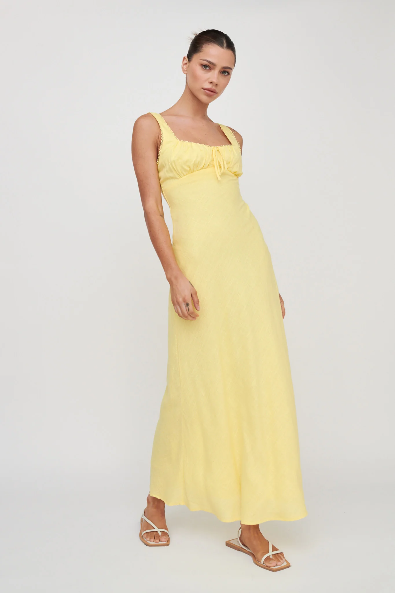 Carlee Gathered Bust Maxi Dress Yellow - Image 3