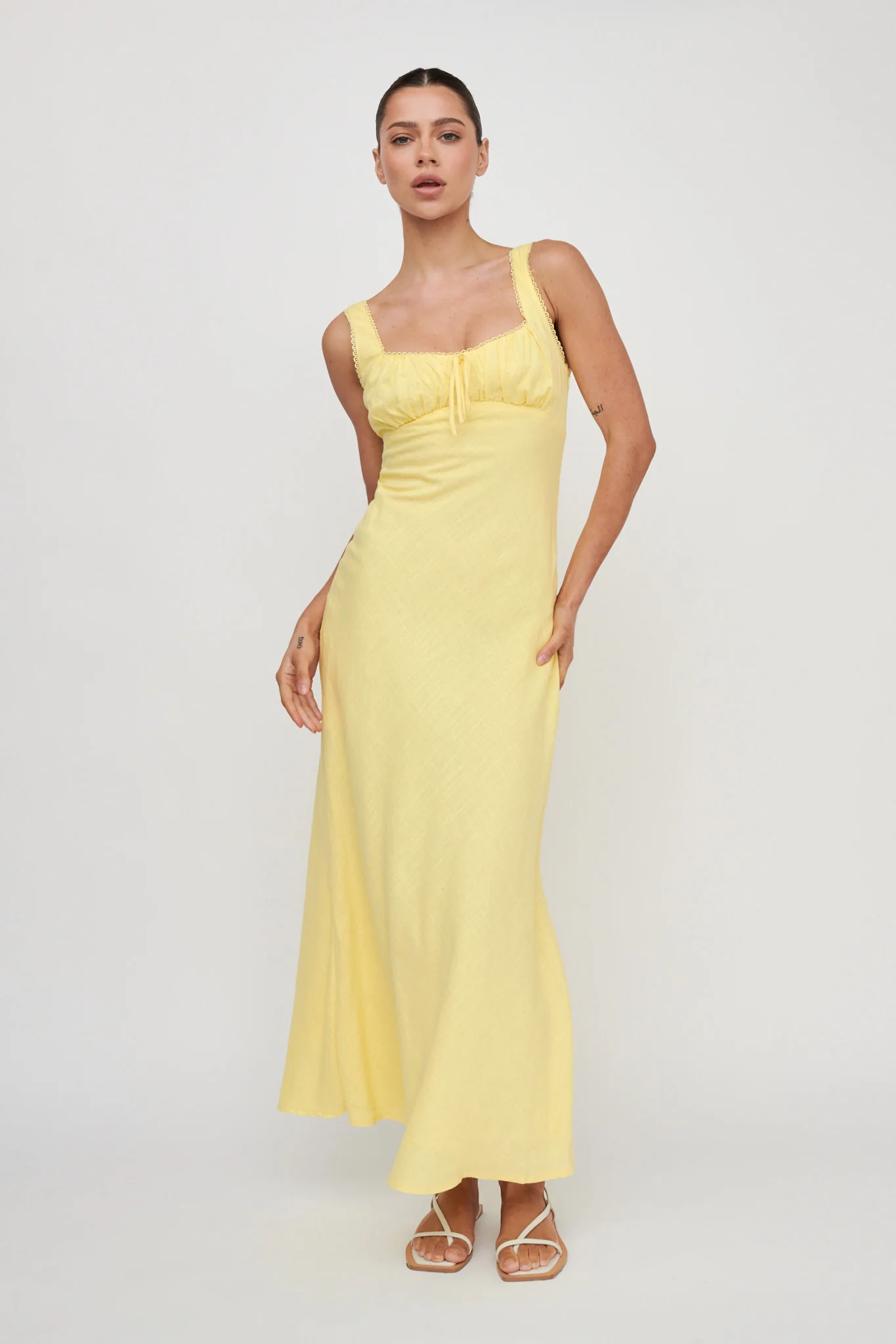 Carlee Gathered Bust Maxi Dress Yellow - Image 5