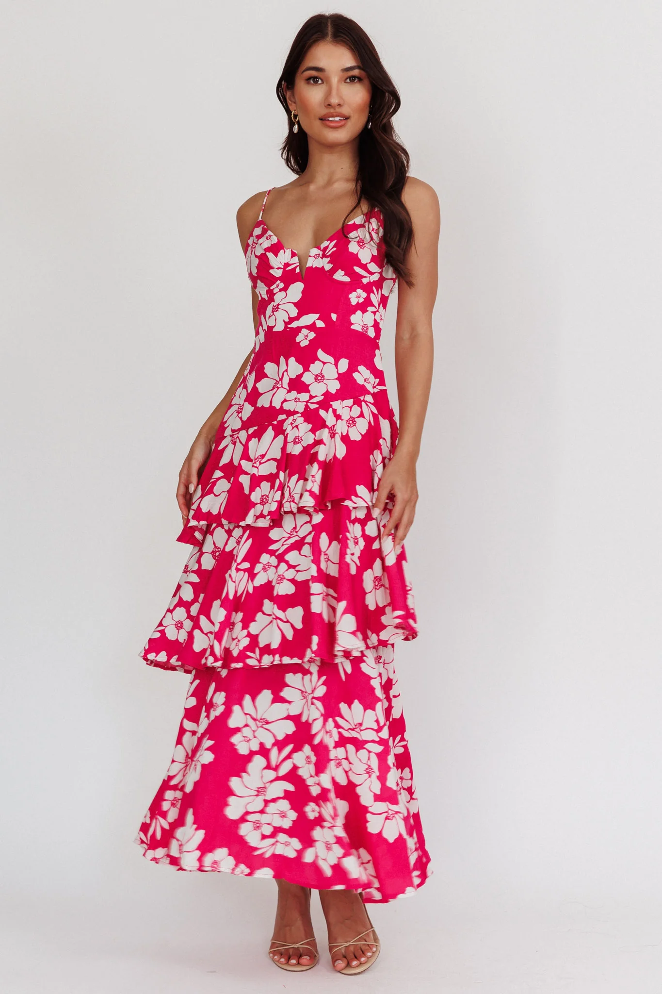 Carlo Tiered Ruffle Maxi Dress Pink - Image 5