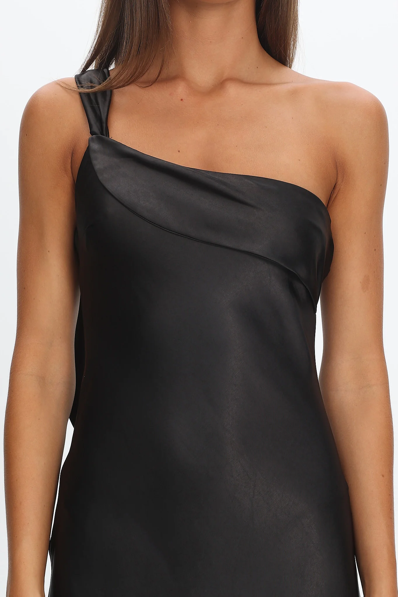 Carmel One-Shoulder Sash Maxi Dress Black - Image 4