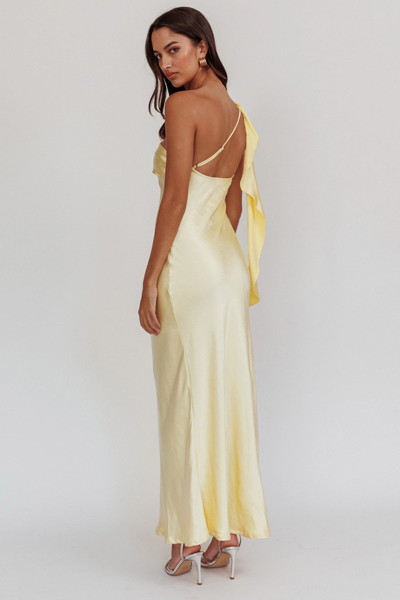 Carmel One-Shoulder Sash Maxi Dress Butter - Image 3