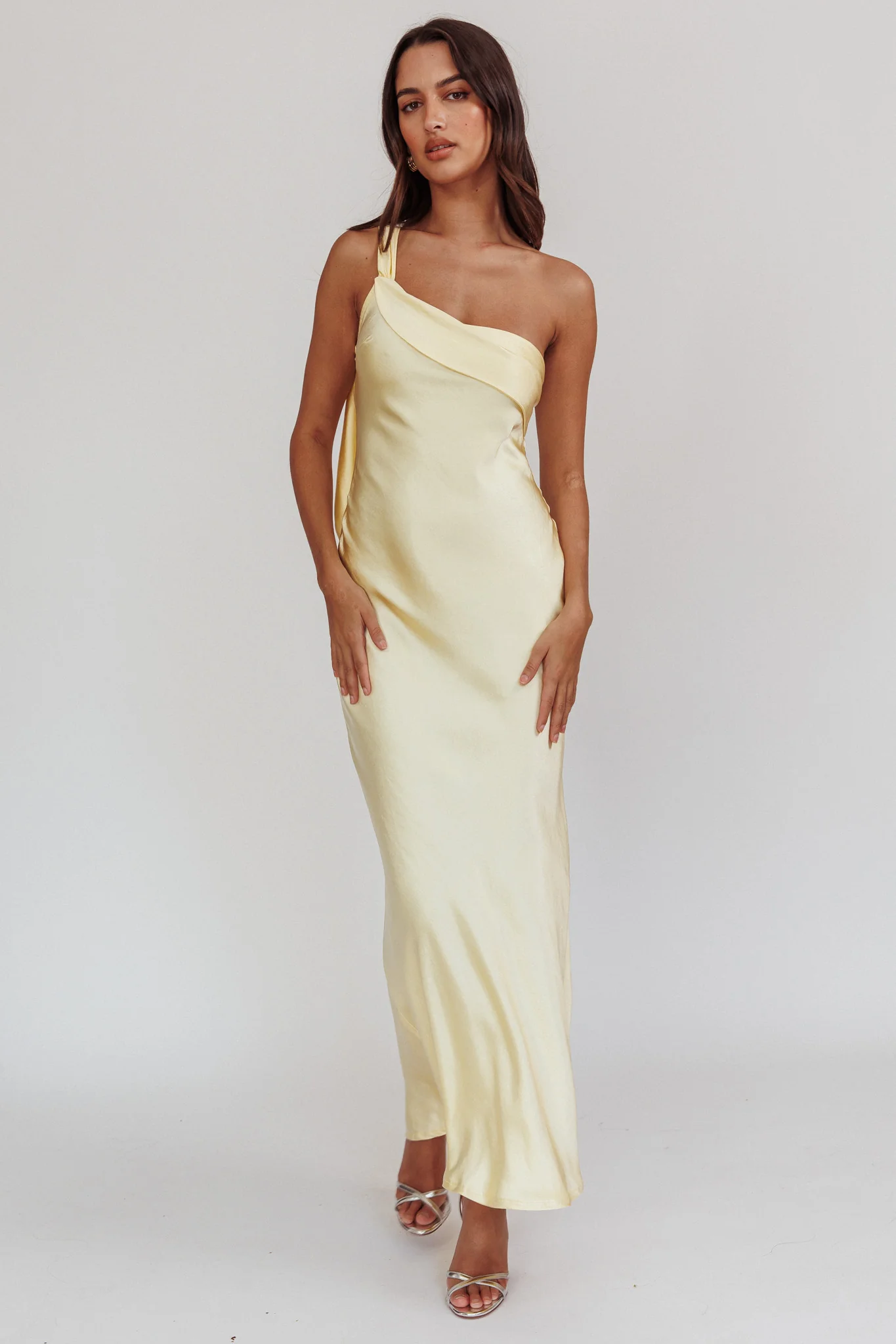 Carmel One-Shoulder Sash Maxi Dress Butter - Image 6