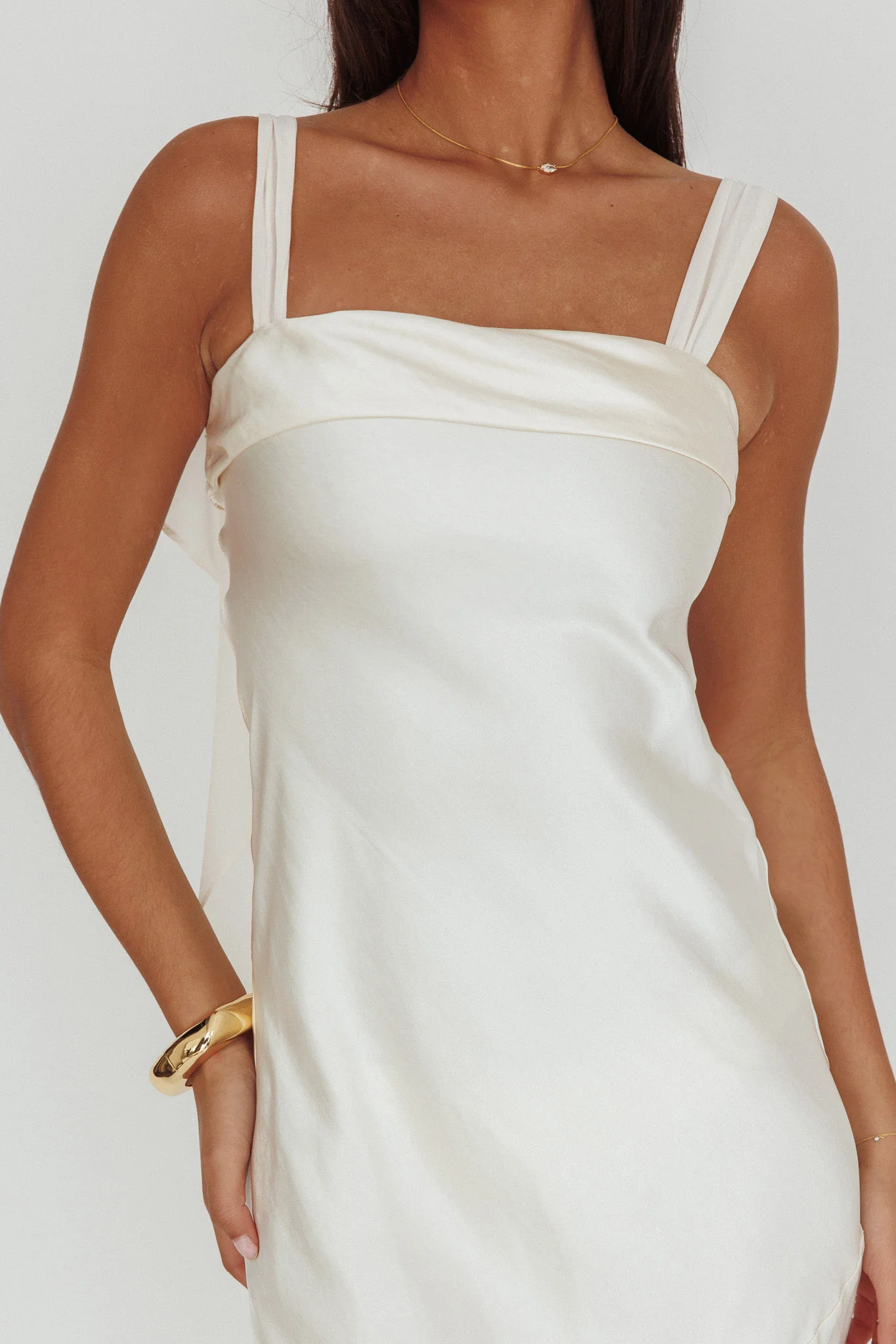 Carmel Shoulder Sash Midi Dress Oyster - Image 4