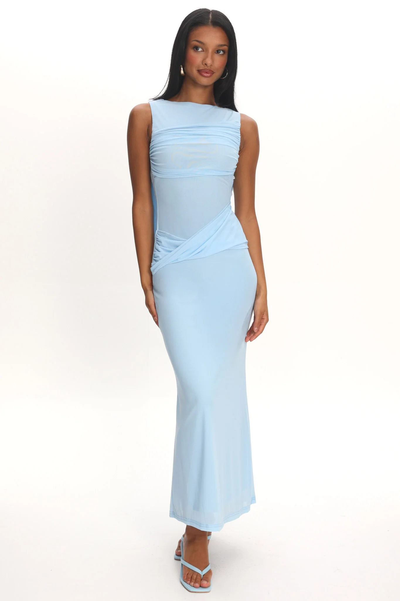 Carri Twist Waist Maxi Dress Ice Blue - Image 4