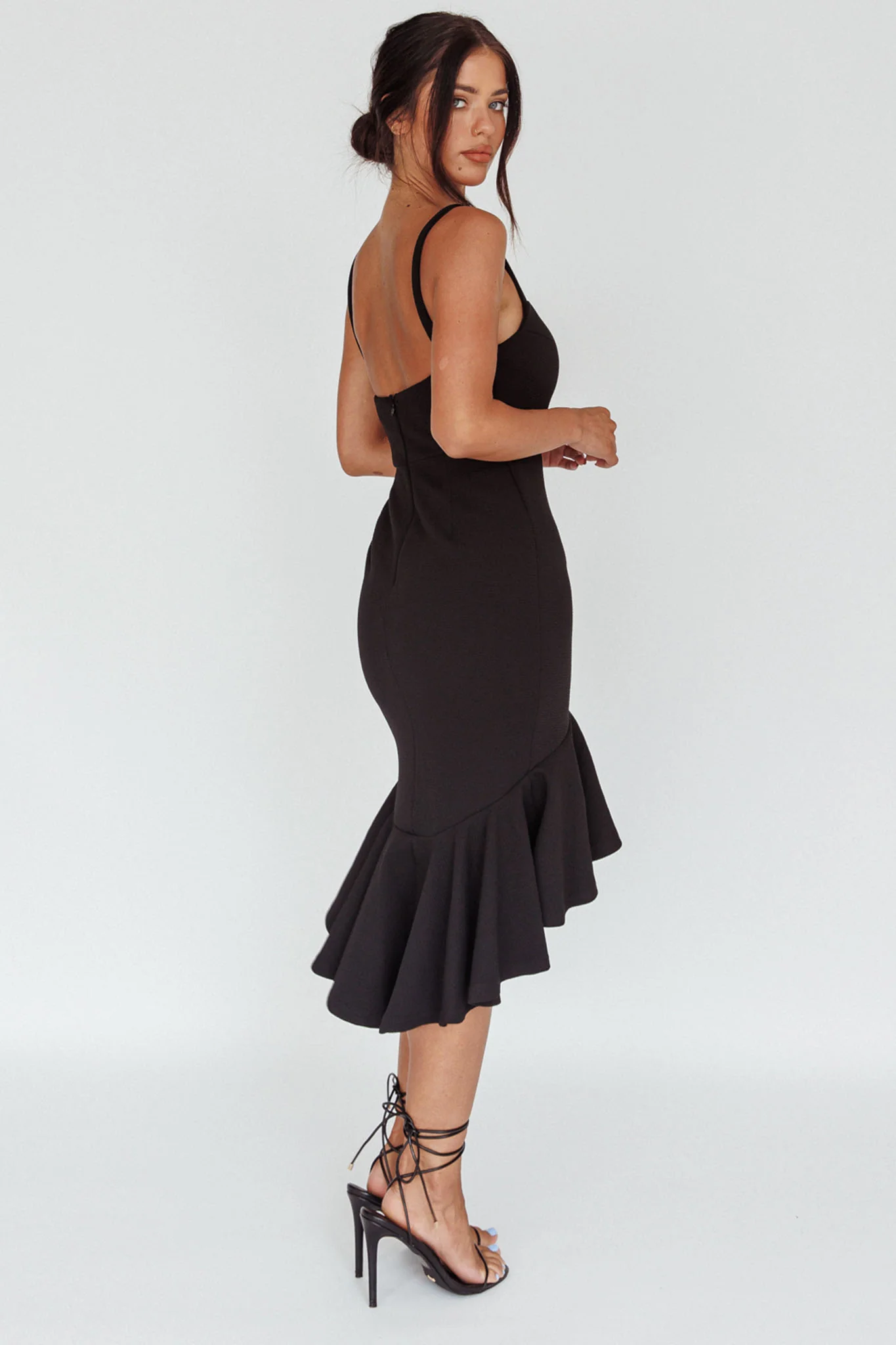 Cartagena High-Low Asymmetric Salsa Dress Black - Image 2
