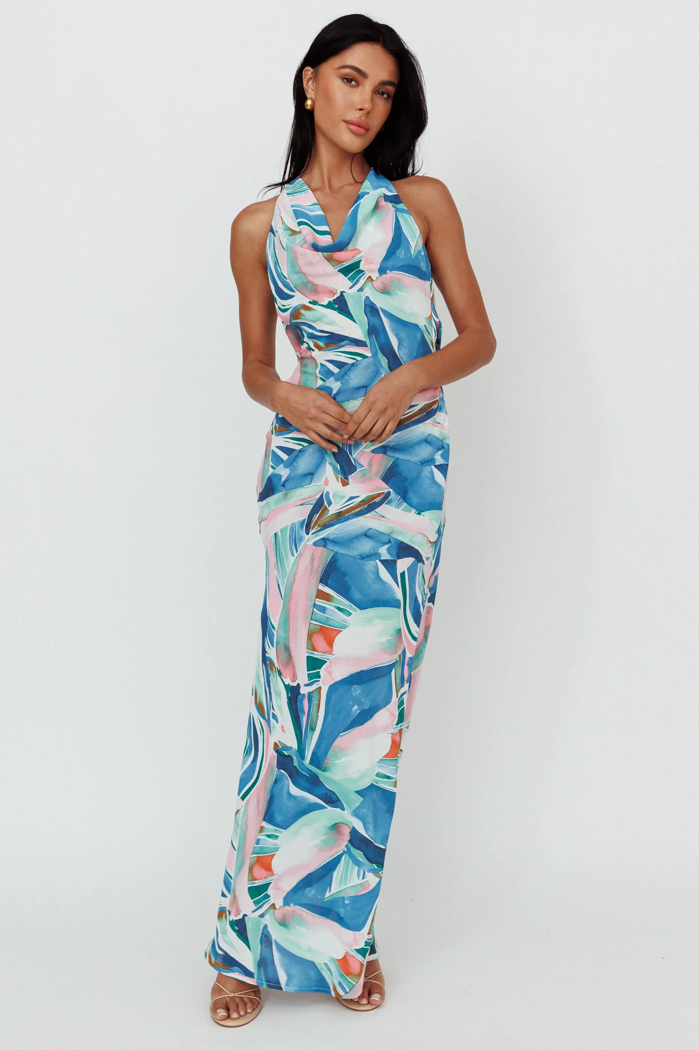 Cassiopeia Open Back Maxi Dress Abstract Blue - Image 5